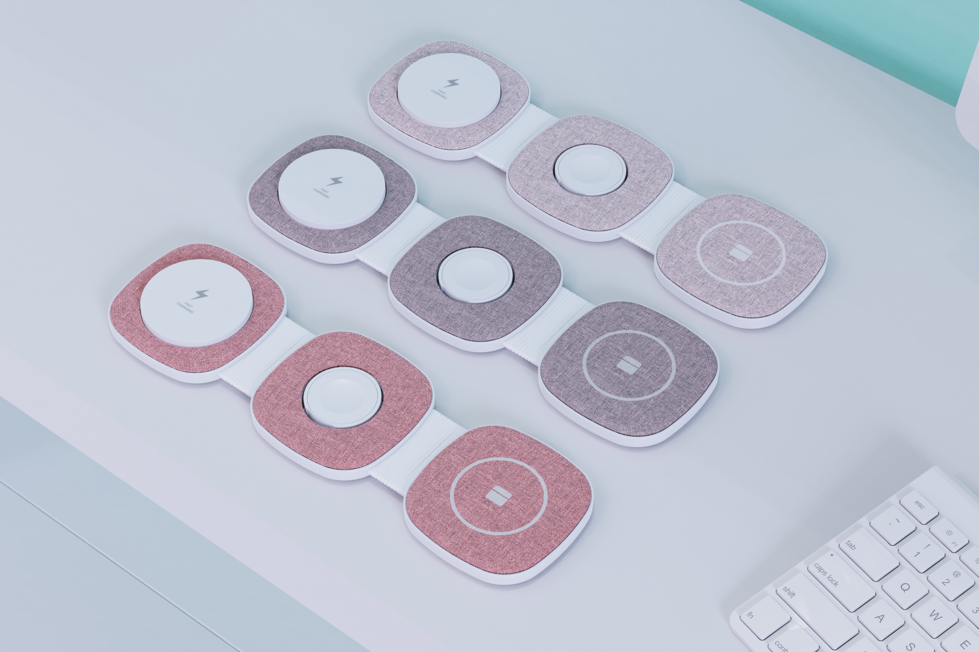 Factory Direct 3 In 1 Foldable Wireless Charger Wireless Charging Station for Iphone Iwatch Airpods Fabric Charger Stand