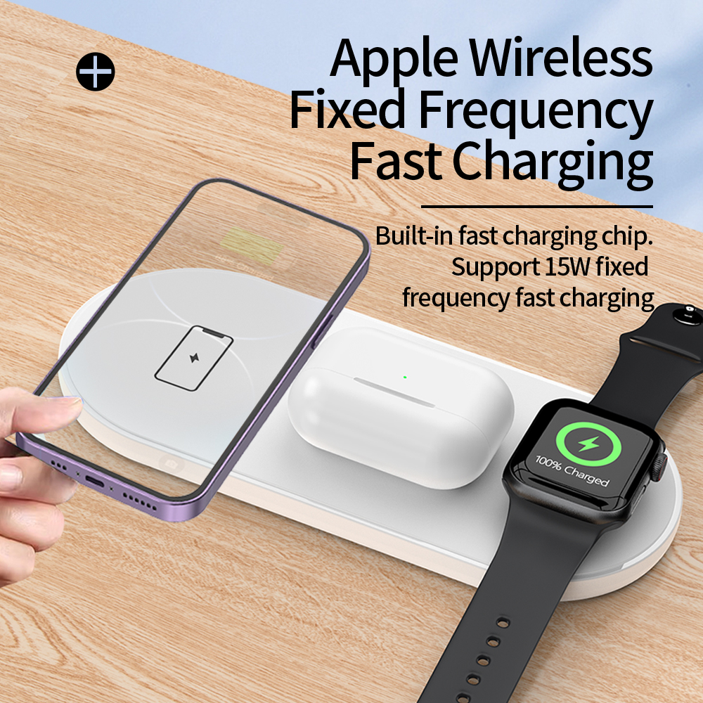 Wholesale Universal 3 in 1 15W Wireless Phone Charger Portable Custom Fast Charging Charger Pad for Smartphone