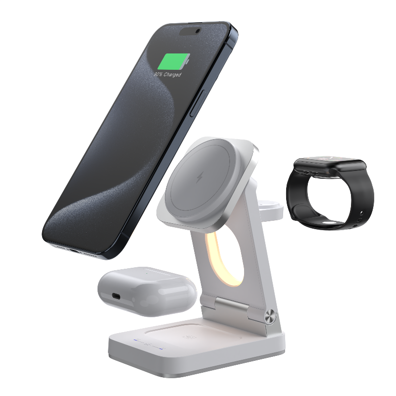 Wireless Foldable 3 in 1 Magnetic Charger 15W Fast Quick Charging Stand Station For iPhone Airpods iWatch