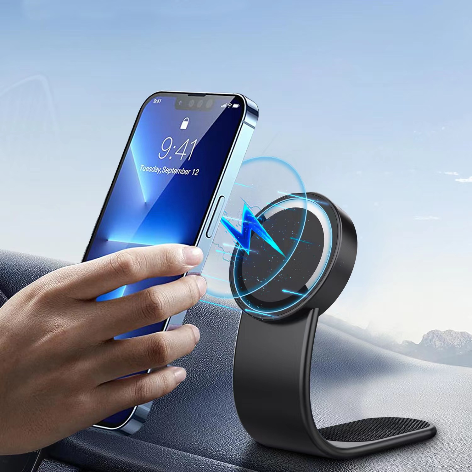 Bendable and Foldable at Any Angel Multiple Bendable Magnetic Car Phone Holder Memory Holder with 15W Wireless Charging