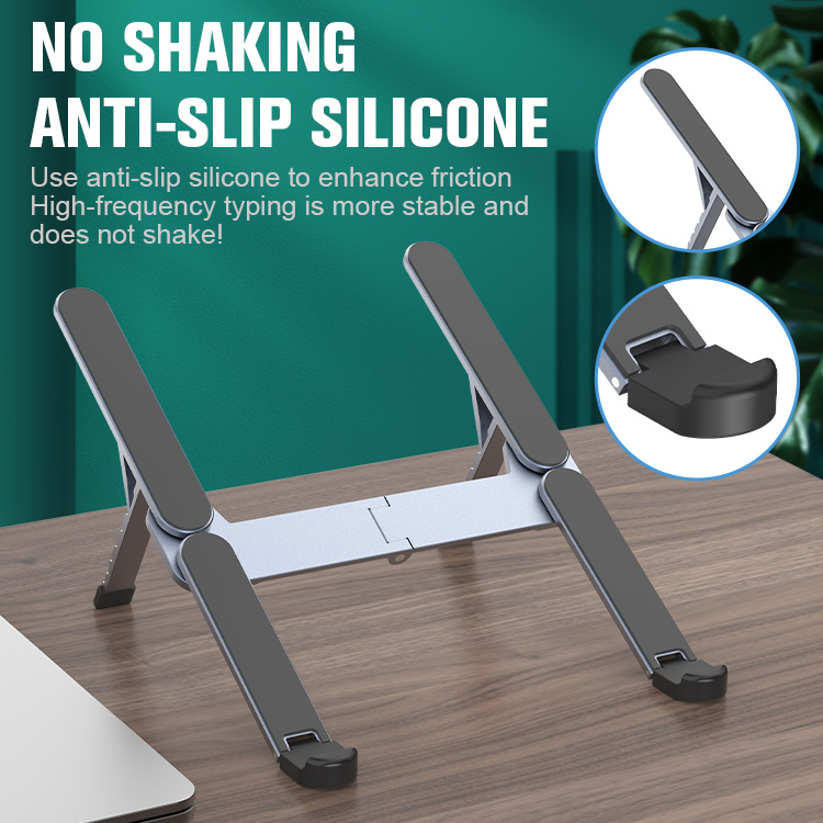 Foldable Mini Size Desktop PC Stand Aluminum Laptop Stand, 6 Level Adjustable Height Laptops and Tablets Computer Holder