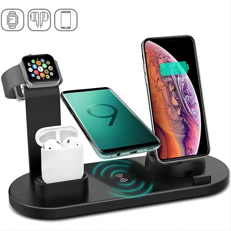 6 In 1 15W Fast Charger Stand Charger Dock Earphone Watch Mobile Phone Smart Wireless Charging Station for Multiple Device