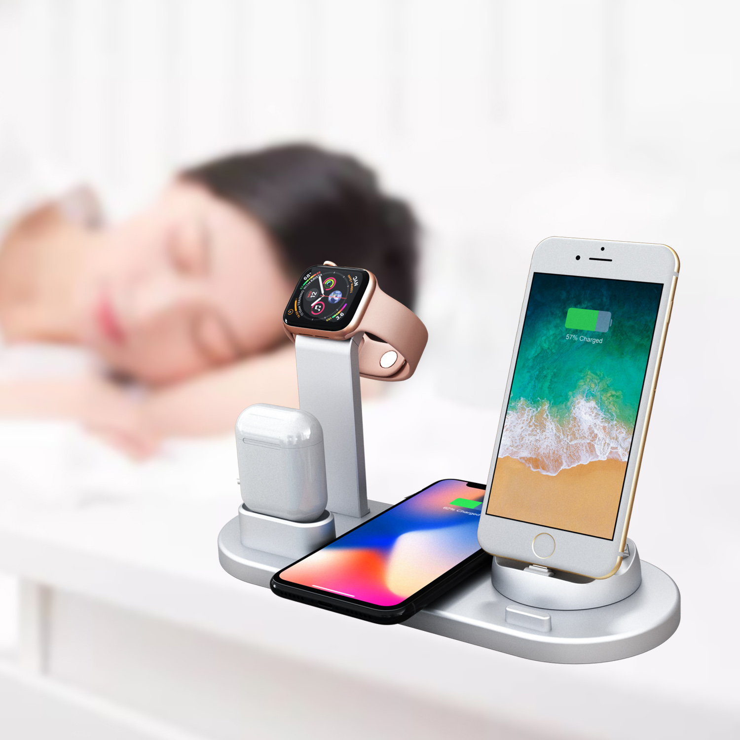 Promotional gift choice 3 in 1 multi function 15w fast wireless charging dock station