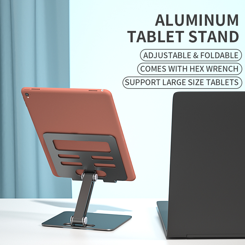 Factory Sell Tablet PC Stand Holder Aluminum Pad Phones Holder Folding Desktop Tablet Stand