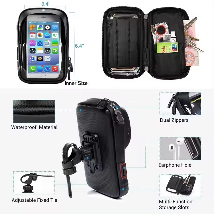 Outdoor Sports Waterproof Bike Phone Storage Bags Bicycle Phone Mount Front Frame Bag with Cable Entry