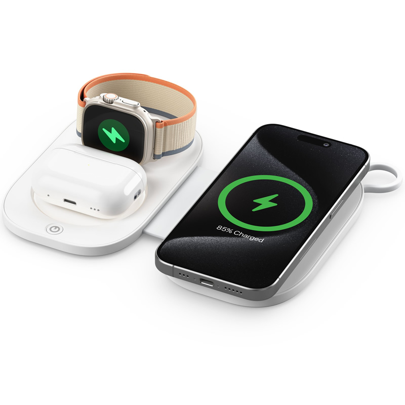 2024 New 3 In 1 Wireless Charger Foldable For Phone 3-In-1 Mini Foldable Magnetic Wireless Charger Stand with Light