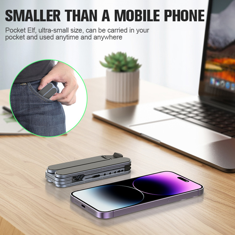 Foldable Mini Size Desktop PC Stand Aluminum Laptop Stand, 6 Level Adjustable Height Laptops and Tablets Computer Holder