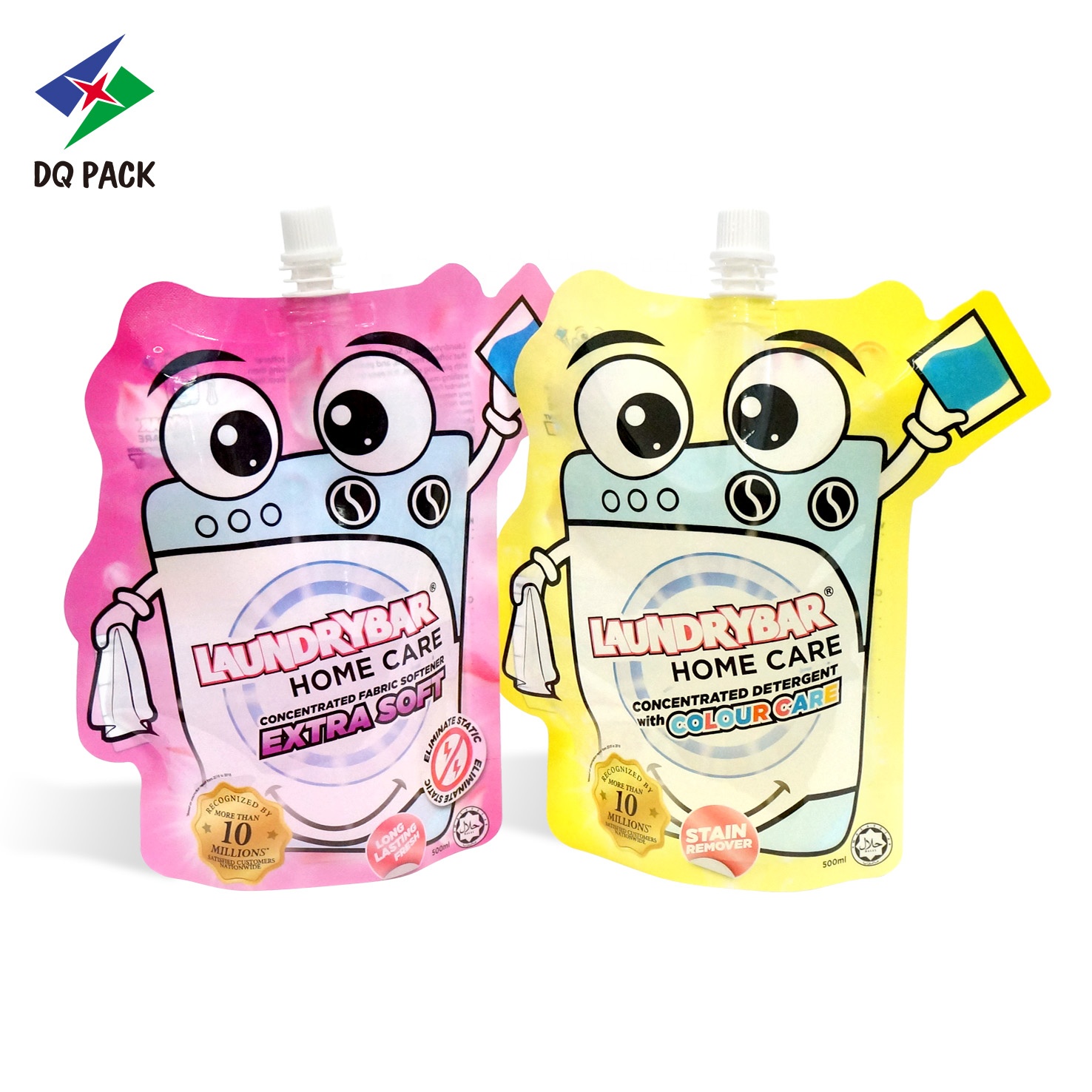 DQ PACK New Style Custom Profiled Packaging Spout Pouch Liquid Plastic Bag For Laundrybar Fabric Softener