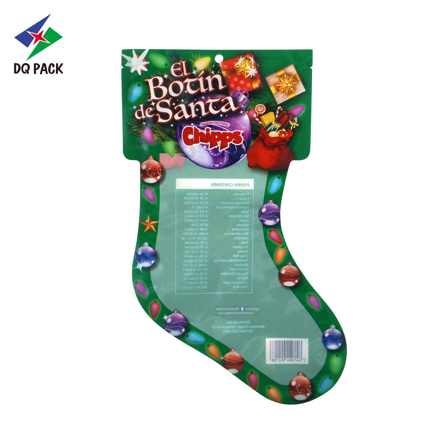 DQ PACK custom shape christmas candy confectionery packaging bag
