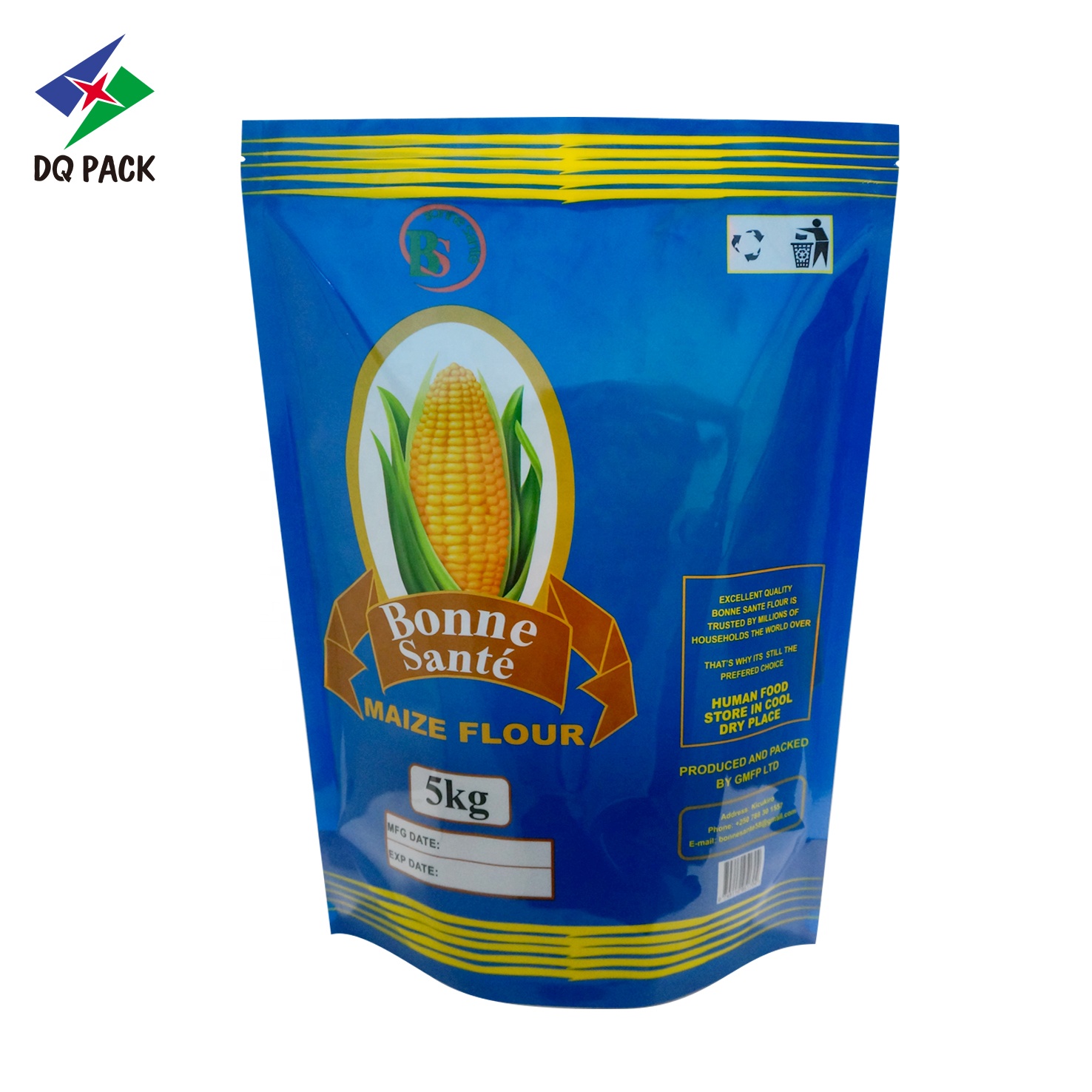 DQ PACK Stand Up Mylar Pouch  Doy Pack Pouch for Maize Flour Packaging