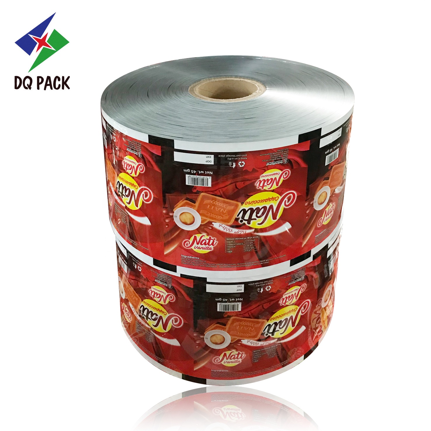 DQ PACK Customized Printing Flexible Packaging Aluminium Roll Film For Food Pack Stock
