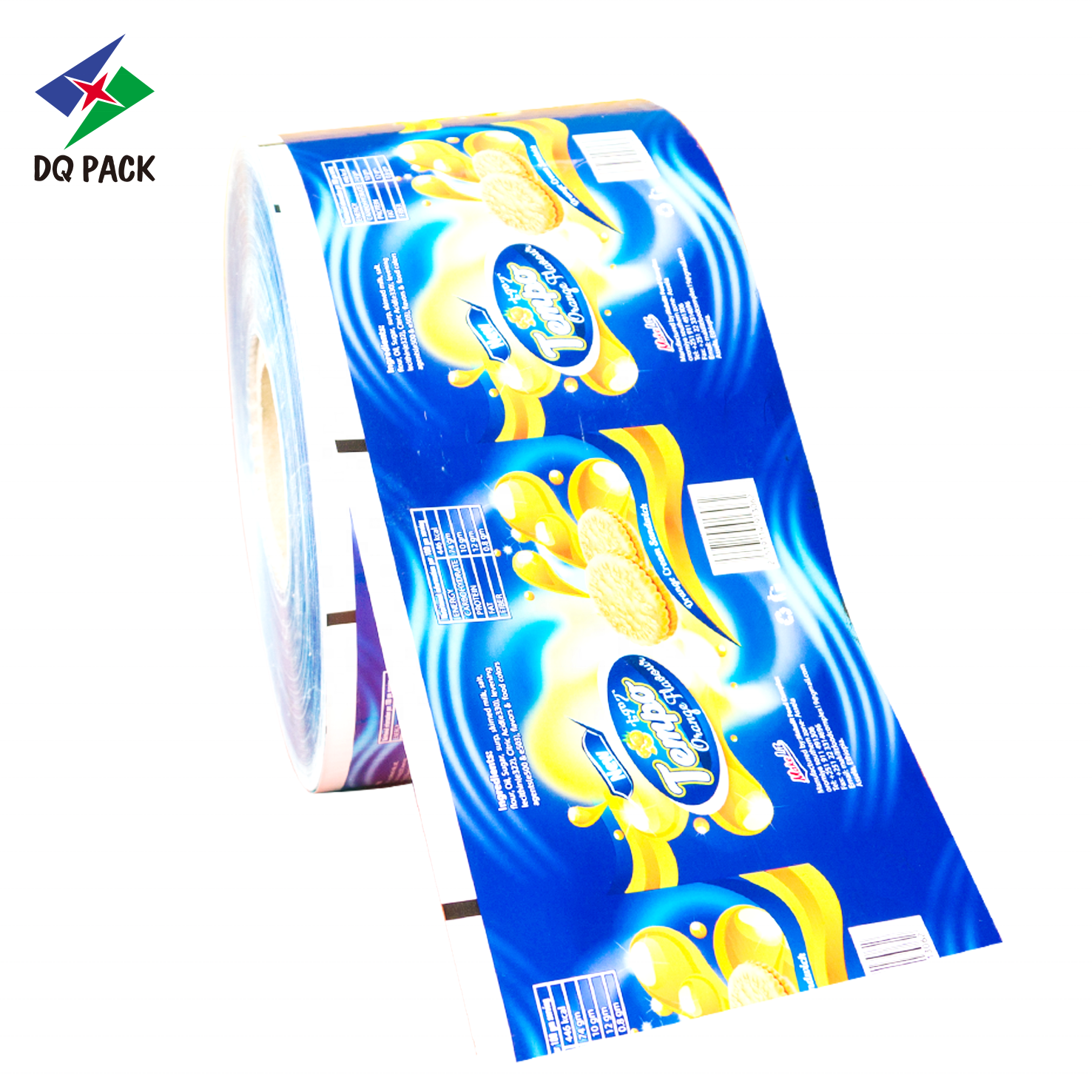 DQ PACK China Factory Direct Custom Printed  Food Grade potato chips snack candy biscuit food packaging film roll