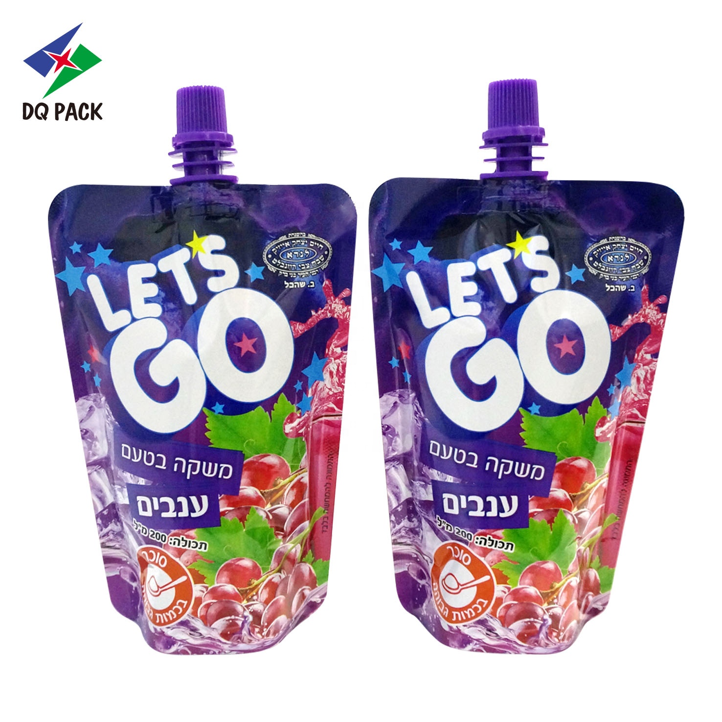 DQ PACK Custom Printed Wholesale Juice Stand Up Nozzle Bag Packaging Spout Pouch For Food