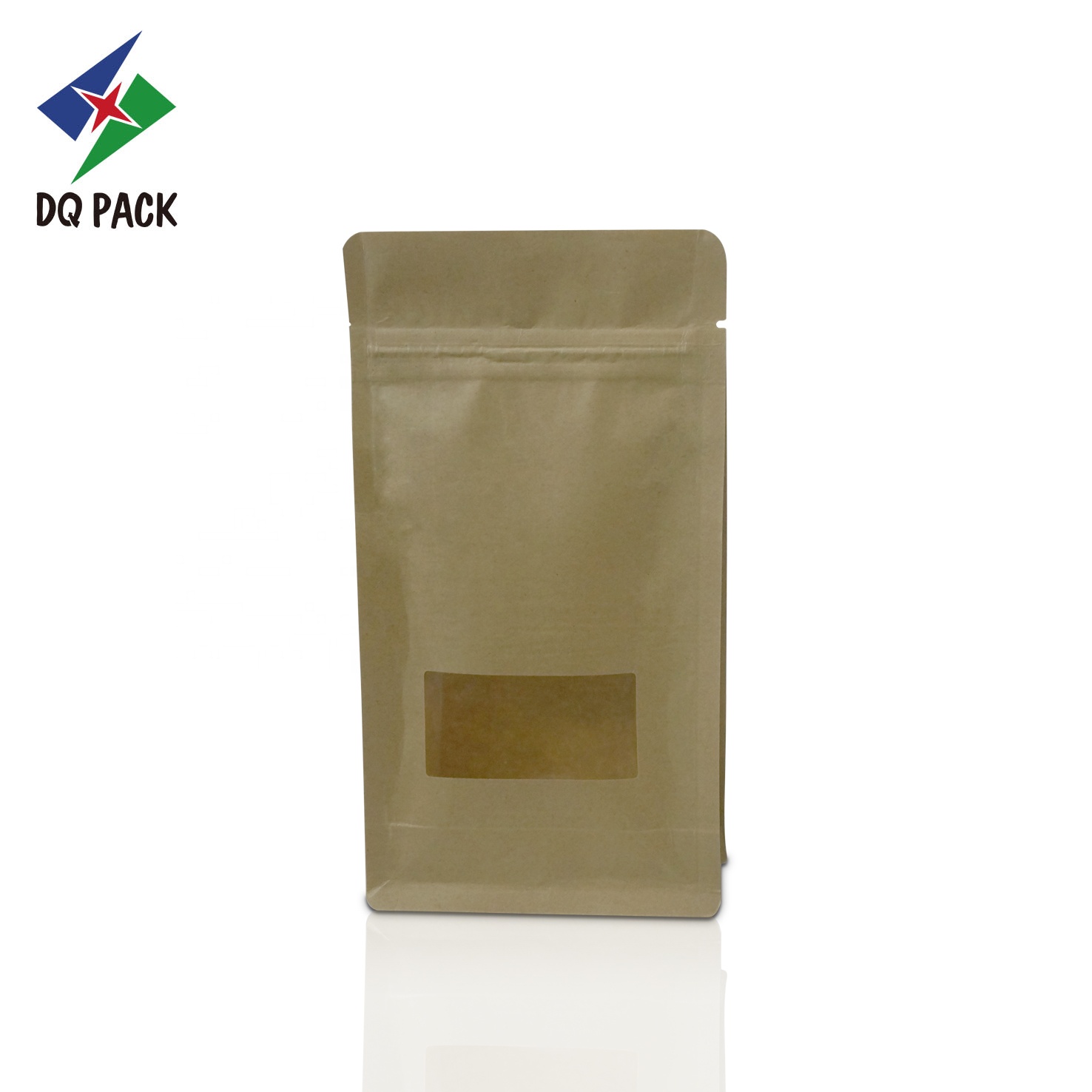 DQ PACK Custom Printed High Quality Kraft Paper Pouch Flat Bottom Bag With Windonw