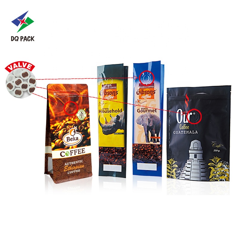 DQ PACK Wholesale Plastic Mylar Bag  Hot Sale Coffee Bag with Valve