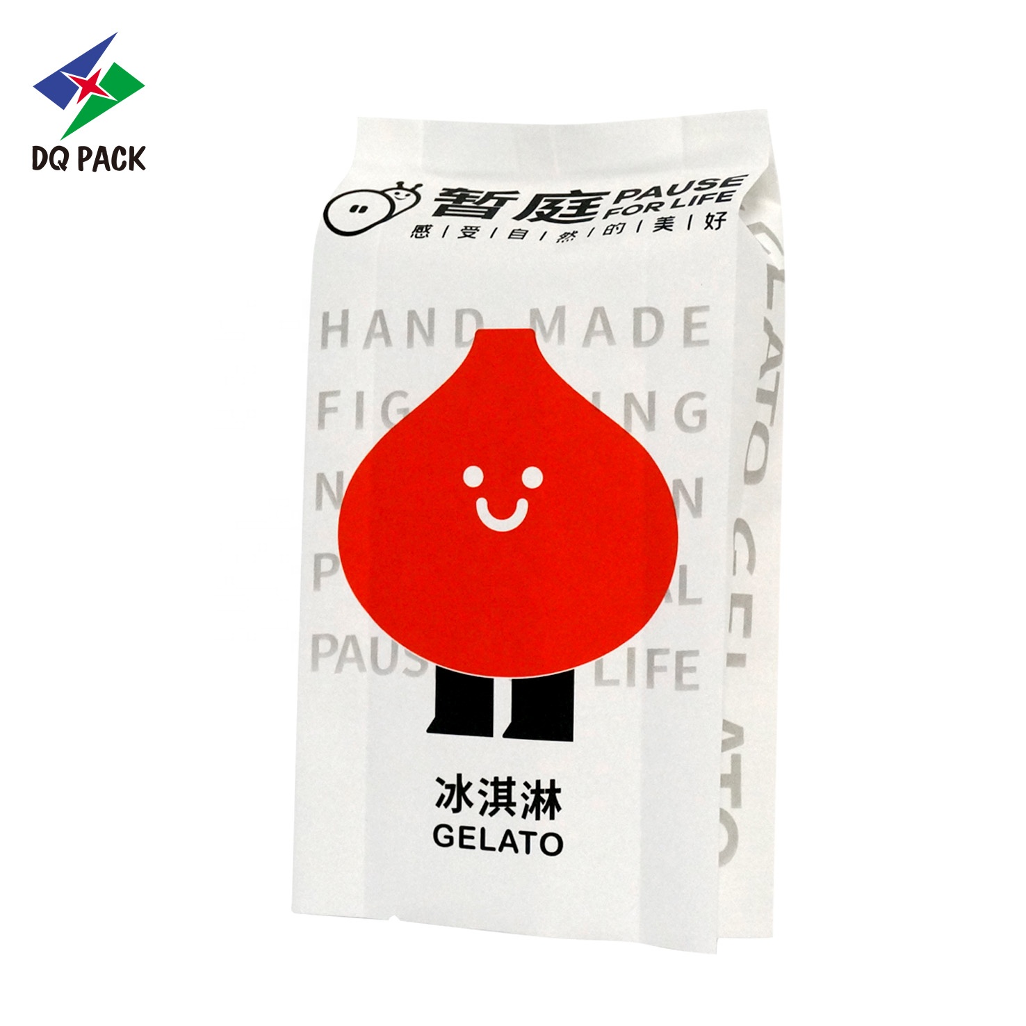 DQ PACK Matte Surface Back Seal Food Packaging Bag Plastic Heat Seal Side Gusset Bag For Snacks