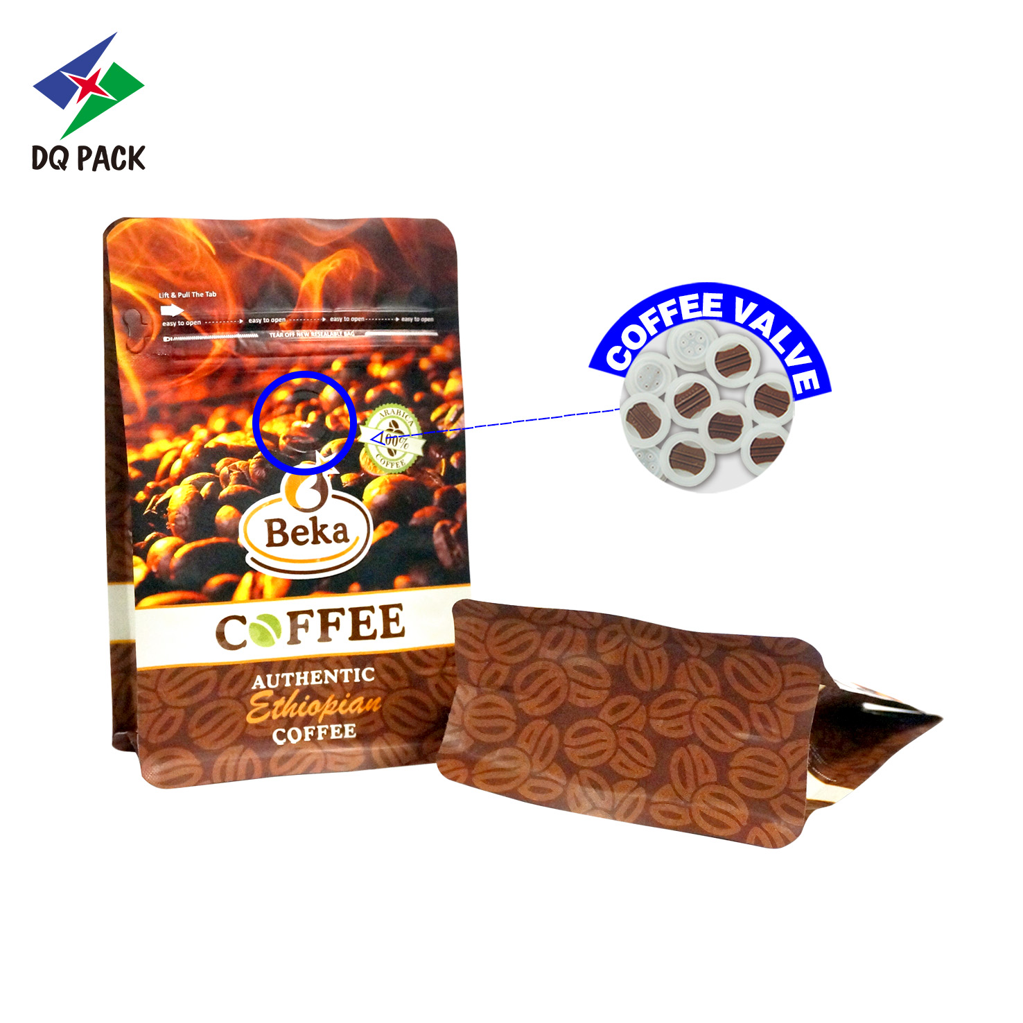Customized pouch Packing 250g 500g 1kg Flat Bottom Coffee Packaging Bags Roasted Coffee Bag  with valve