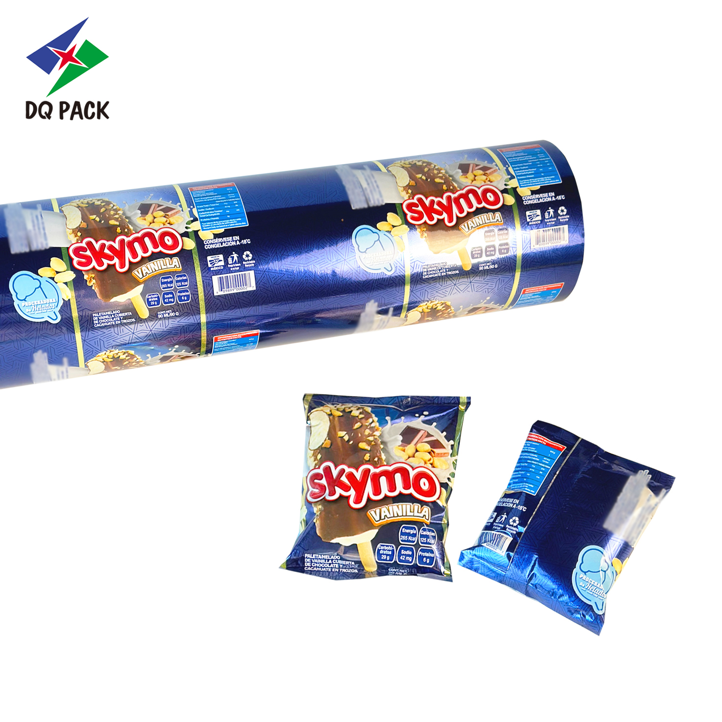 DQ PACK Custom Printed Food grade Plastic Roll Film Ice cream Popsicle Roll Wrapper Film