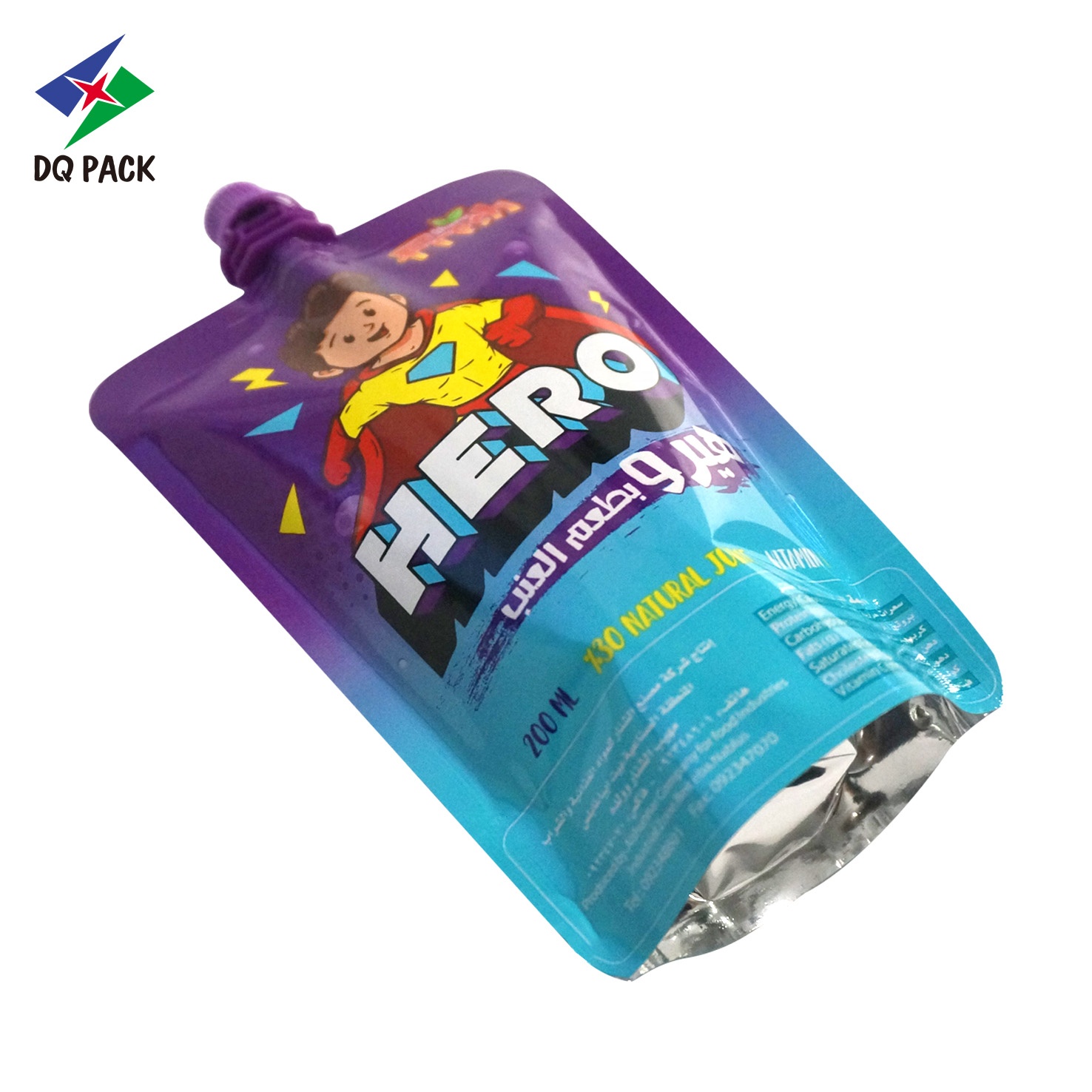 DQ PACK Custom Printed Wholesale Juice Stand Up Nozzle Bag Packaging Spout Pouch For Food