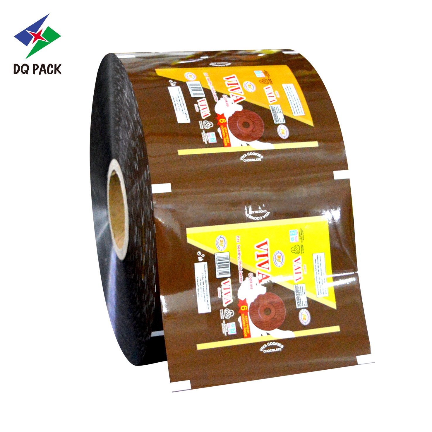 DQ PACK China Supplier high quality products plastic food cake biscuit chips laminating flexible packaging sachet roll film