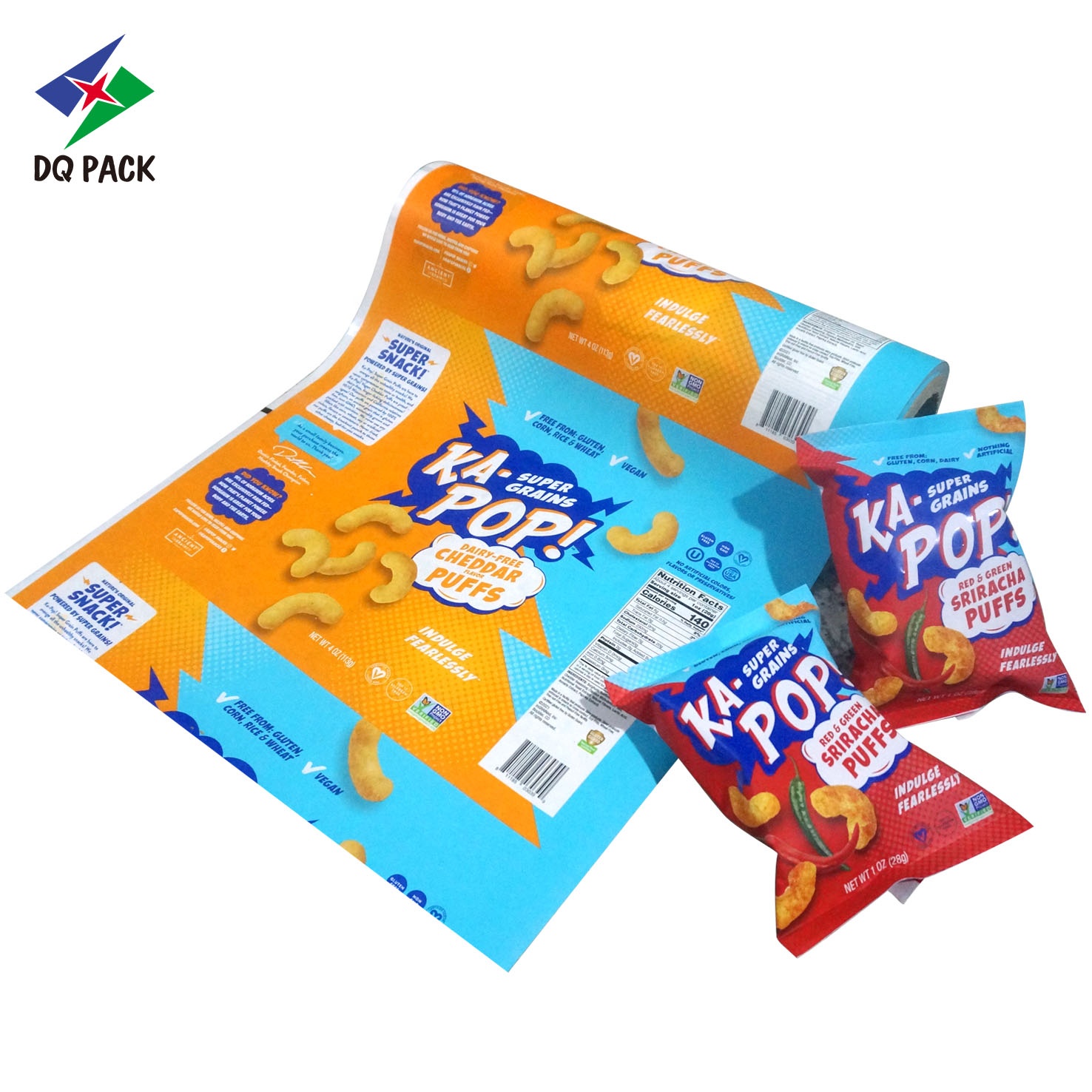 DQ PACK Custom Matte Print  High Barrier Protective PET/ALOX PET/PE Packaging Film Snack Food Roll Film