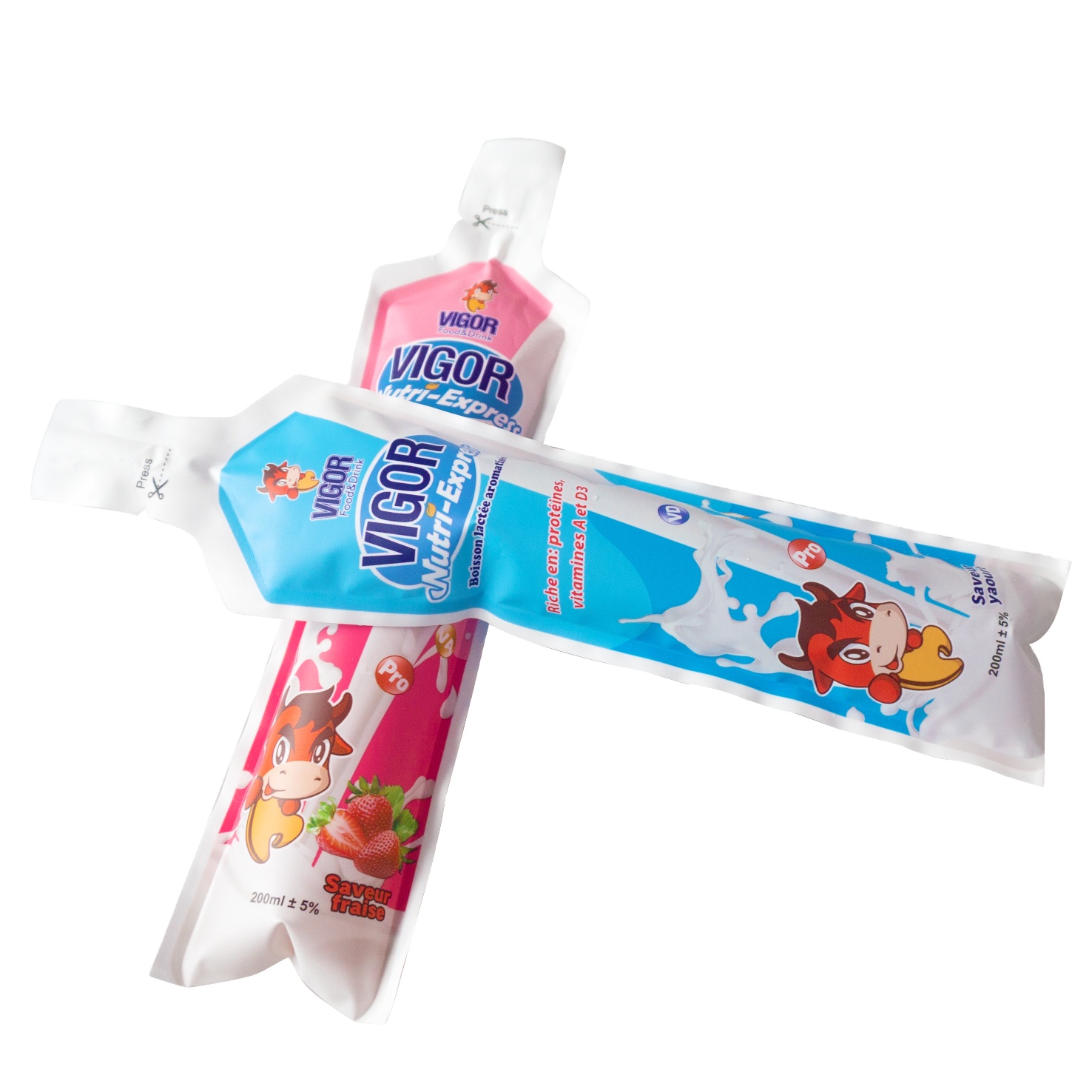 DQ PACK  special shape plastic packaging injection pouch for yogurt
