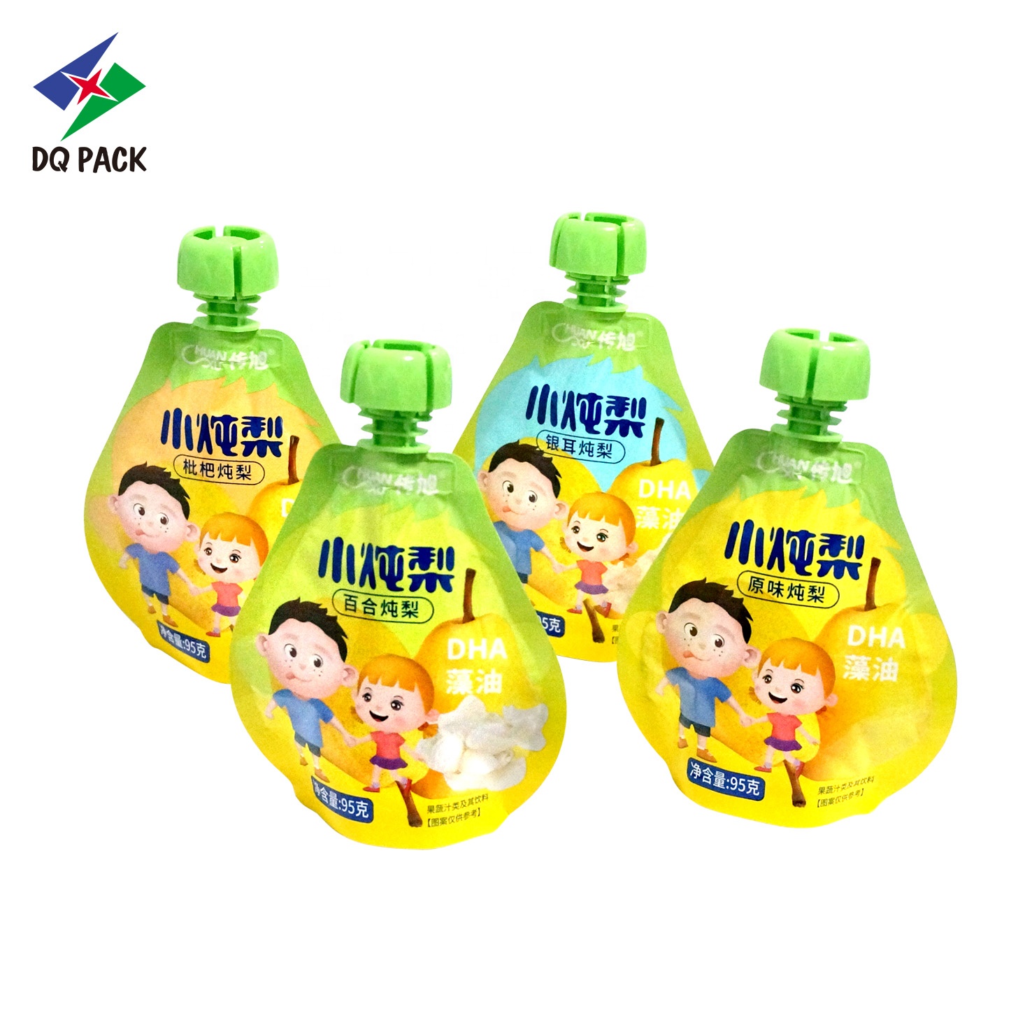 DQ PACK Custom Printed Stand up spout pouch doypack bag for liquid mango juice fruit puree packaging