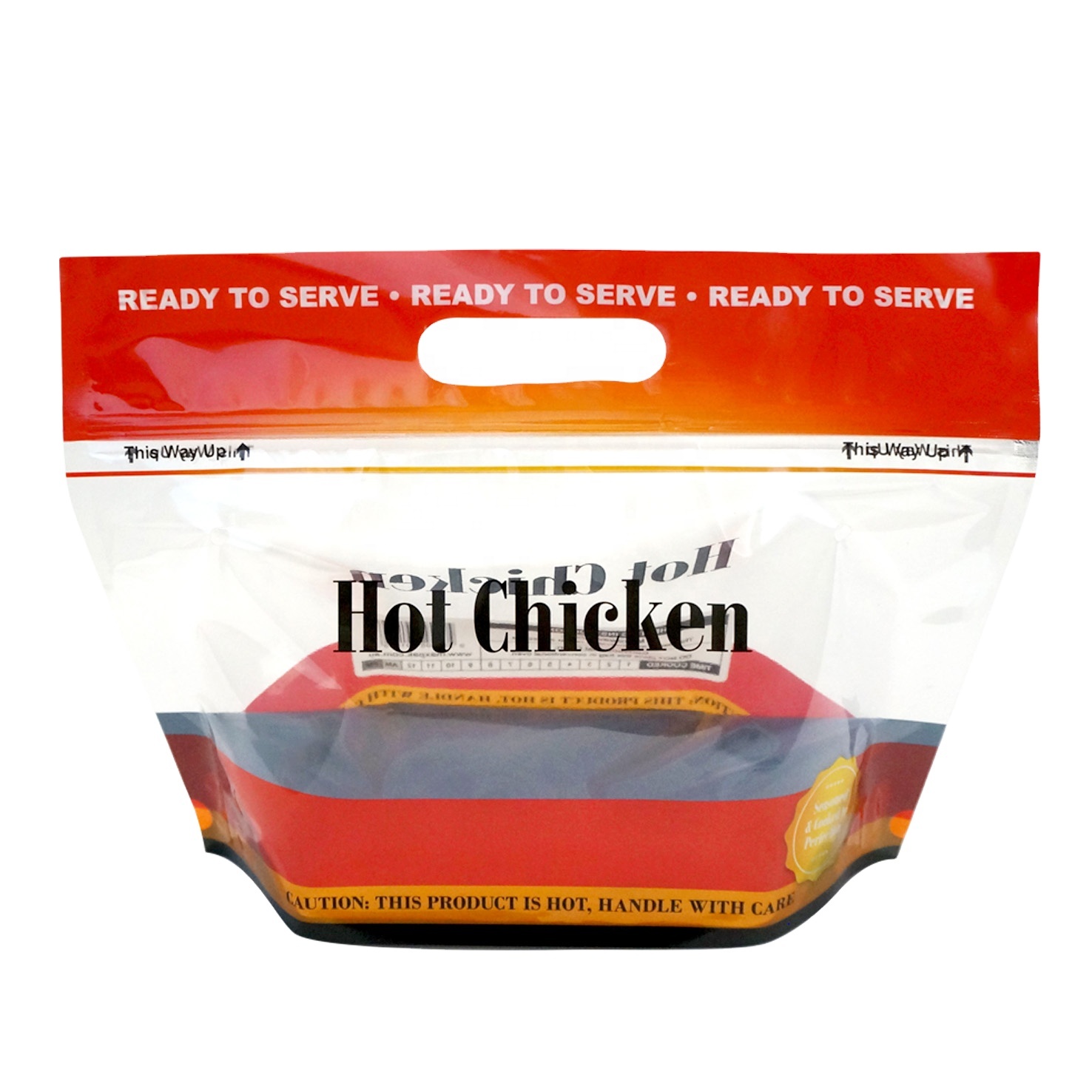 Fast Food Bags Microwavable Plastic Food Bag Whole Roast Hot Chicken Packaging Zipper Bags with handle