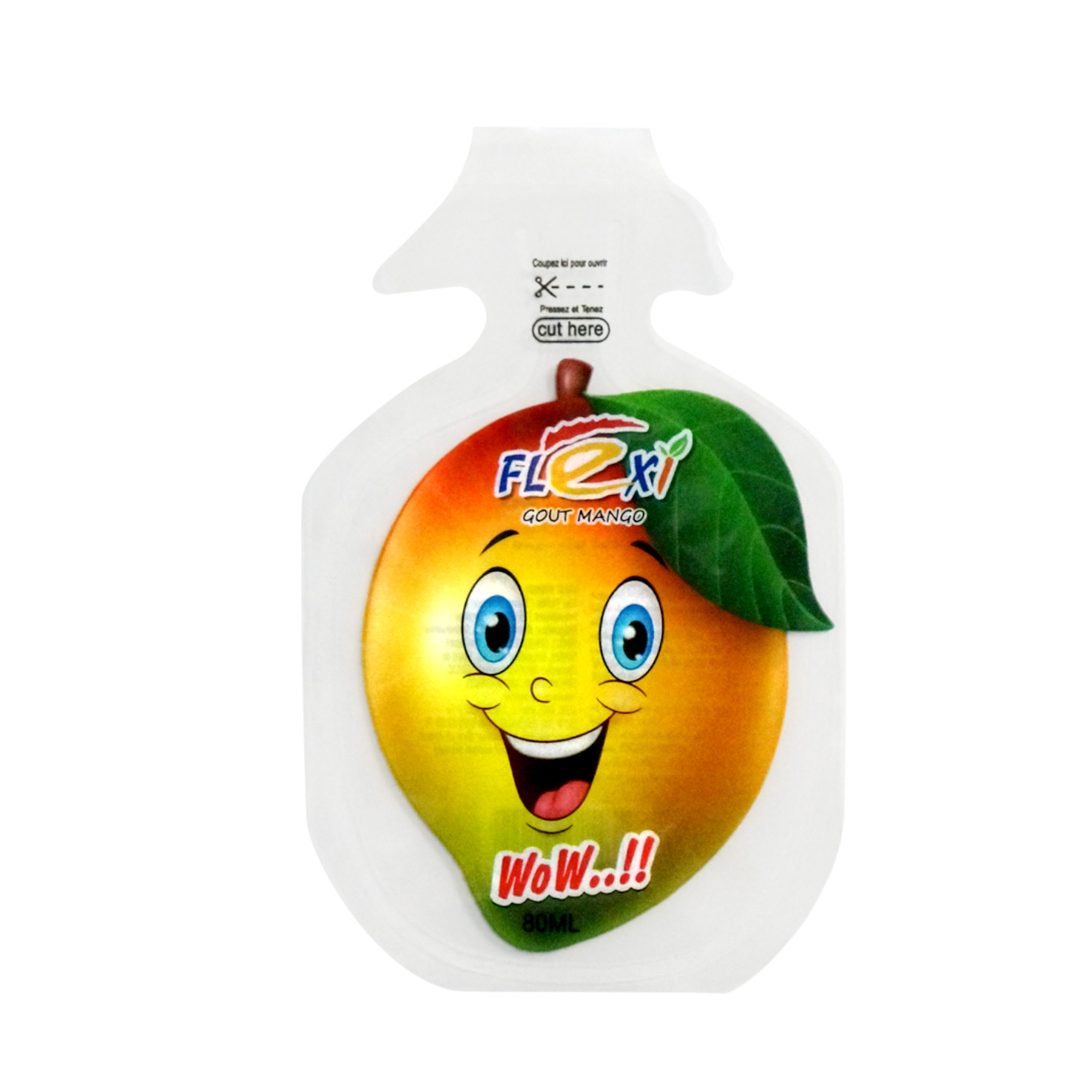 Customized design 80 ml mango flavor fruit shape injection pouch bag