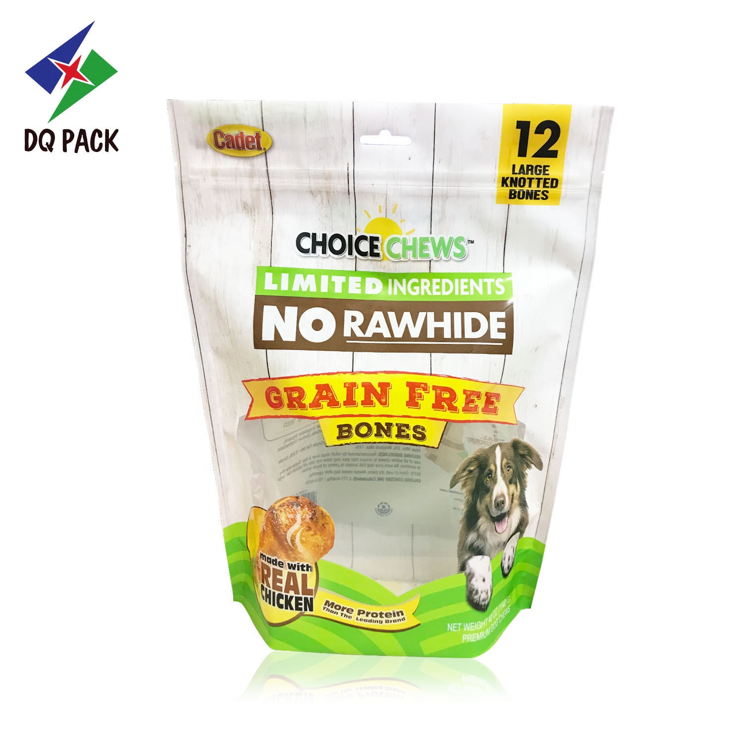 DQ PACK Wholesale Resealable Plastic Pet Gog Food Packaging Stand up zipper Pouch doypack ziplock bag Supplier