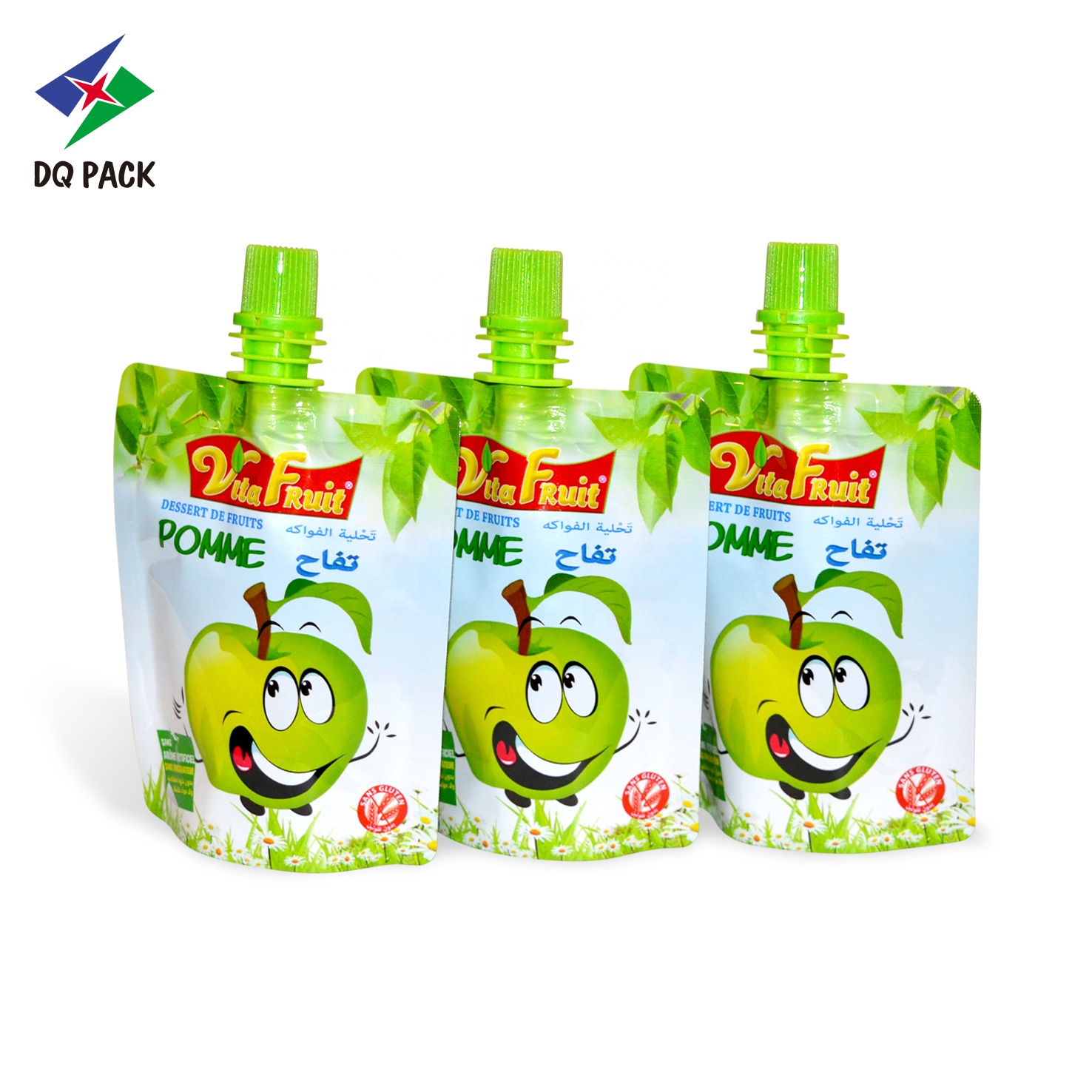 DQ PACK Wholesale Custom Plastic bag Aluminum Foil Stand up pouch doypack with spout Apple juice packaging bag