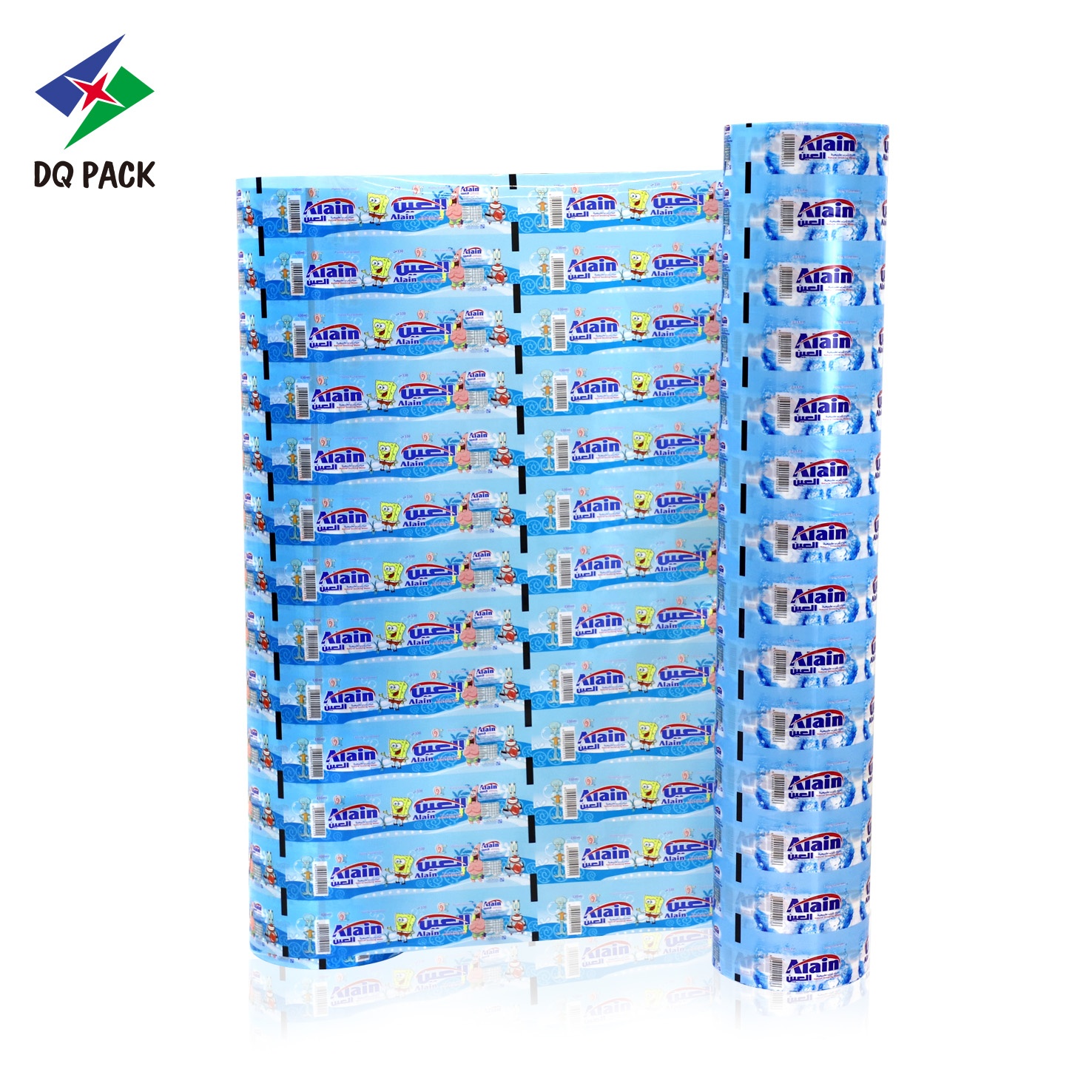 DQ PACK Wholesale Custom Printed Plastic  Automatic Water Bottle Label Roll Stock Film