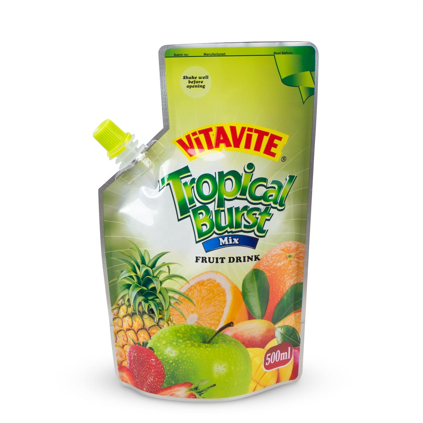 500ml Plastic Packaging jelly pouch Stand Up Pouch with Corner Spout Juice Packaging bag