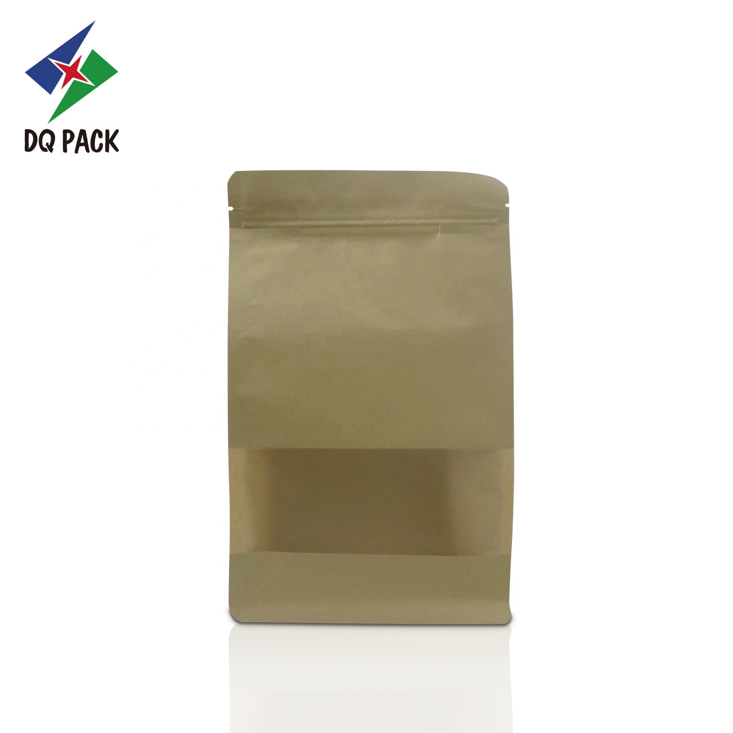 DQ PACK Custom Printed High Quality Kraft Paper Pouch Flat Bottom Bag With Windonw