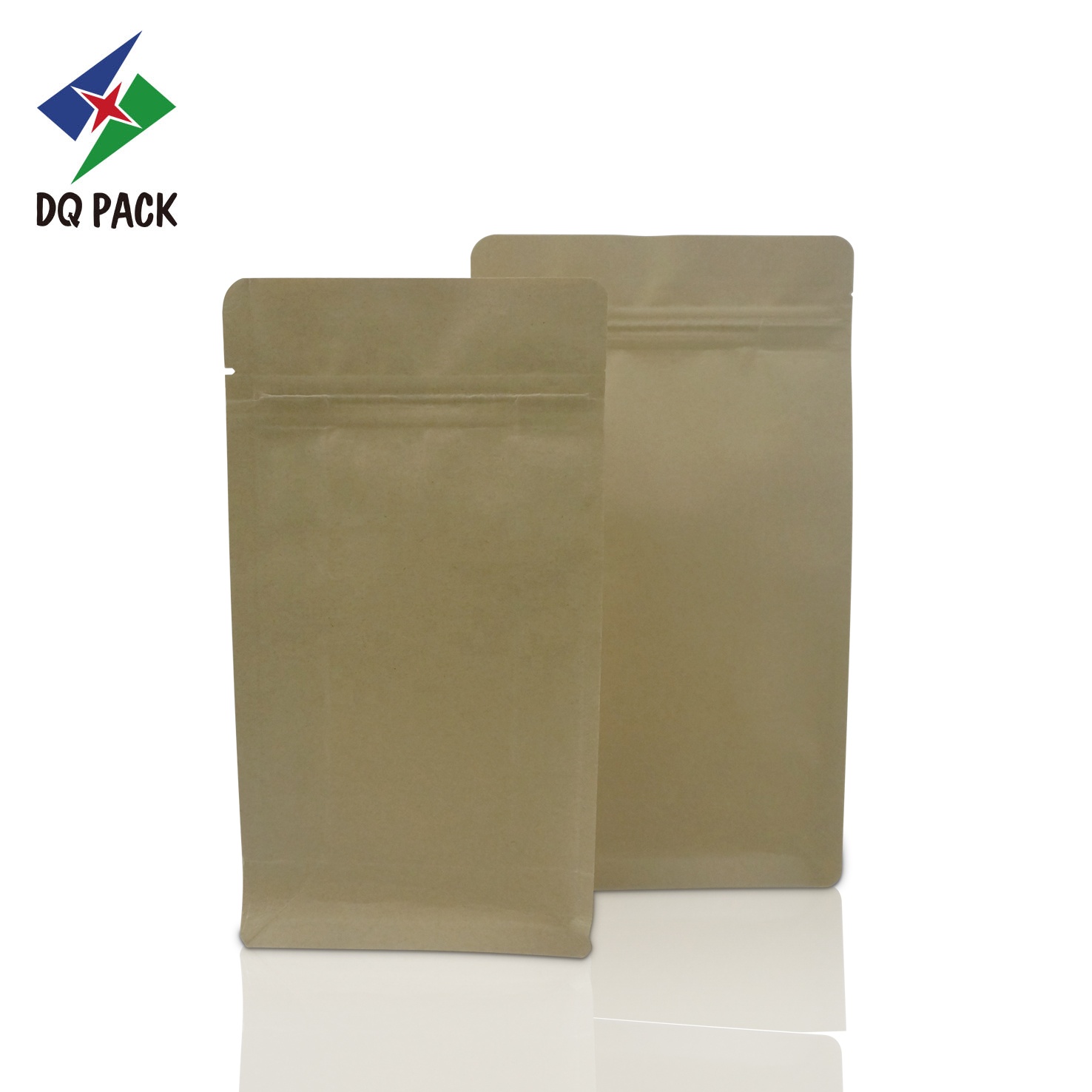DQ PACK Custom Printed High Quality Kraft Paper Pouch Flat Bottom Bag With Windonw
