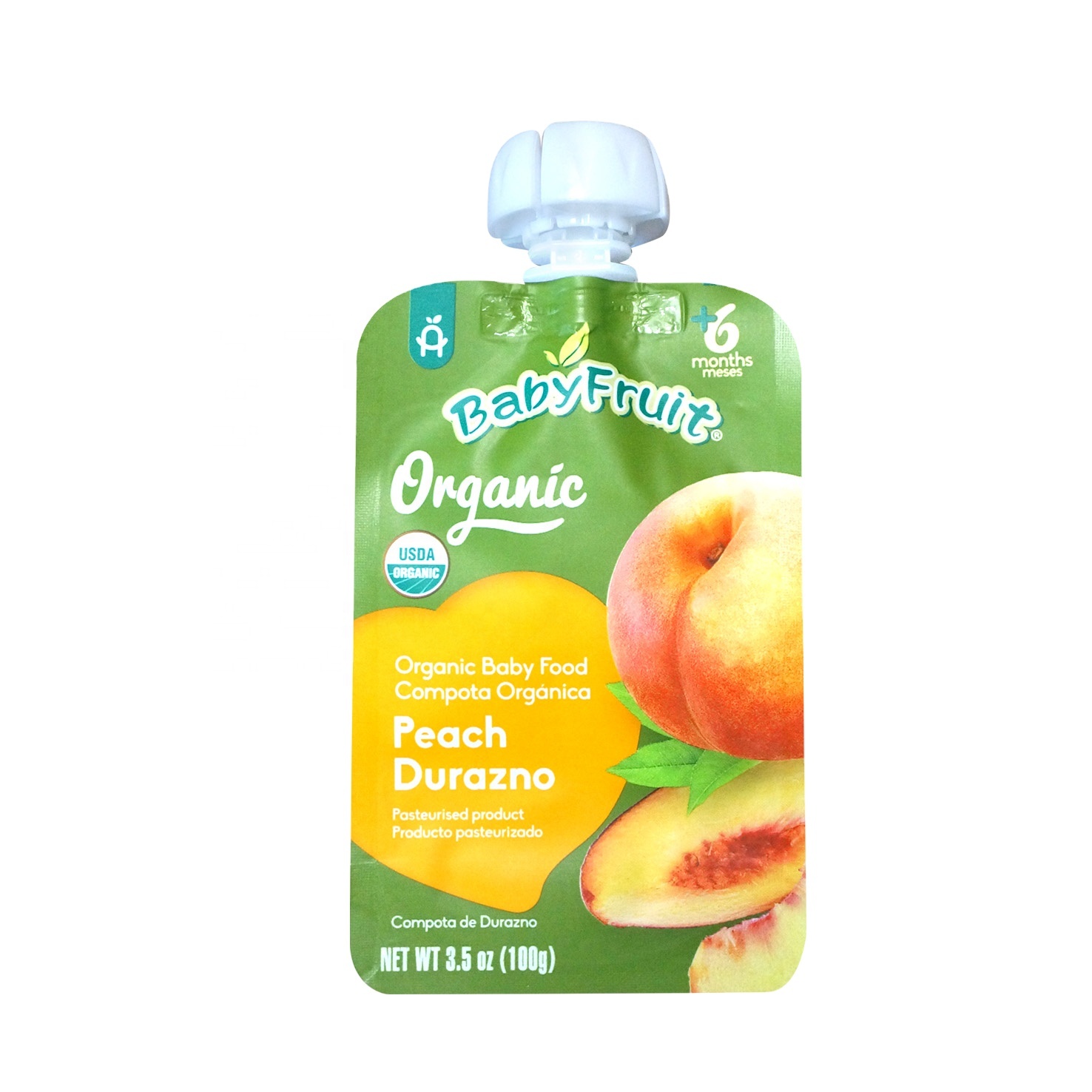 Doypack food packaging custom printing 100g fruit puree baby food juice drink packaging  pouches