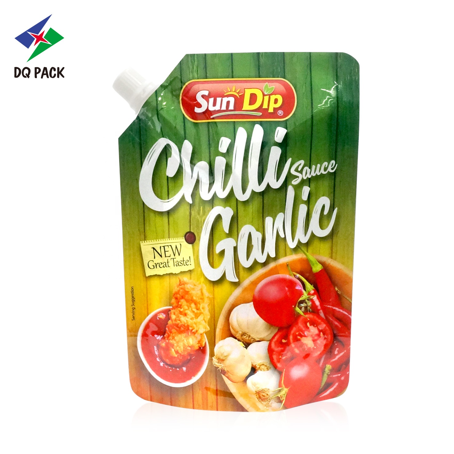 DQ PACK Custom Printed Stand up Spout Pouch Doypack with nozzle plastic bag for Sauce Ketchup juice water liquid packaging