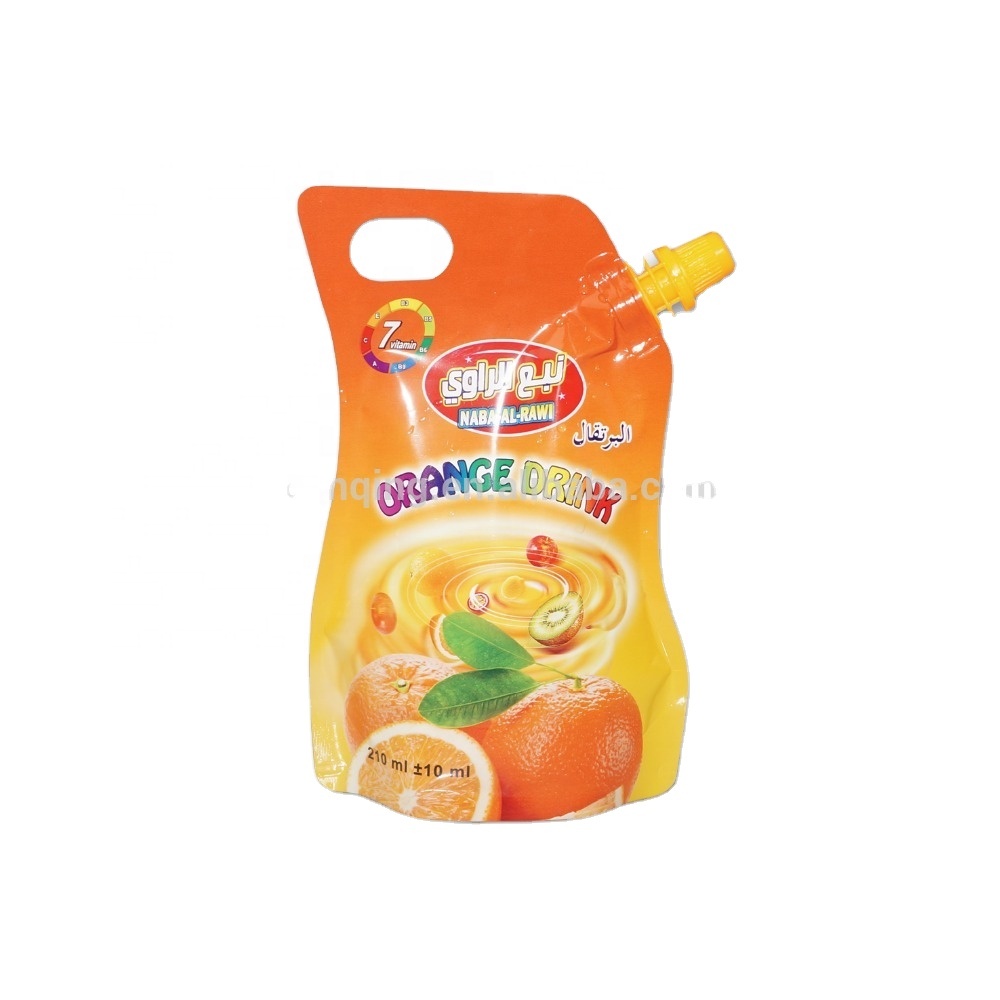 DQ PACK Printed stand up aluminium foil bag spout bag for liquid fruit juice food
