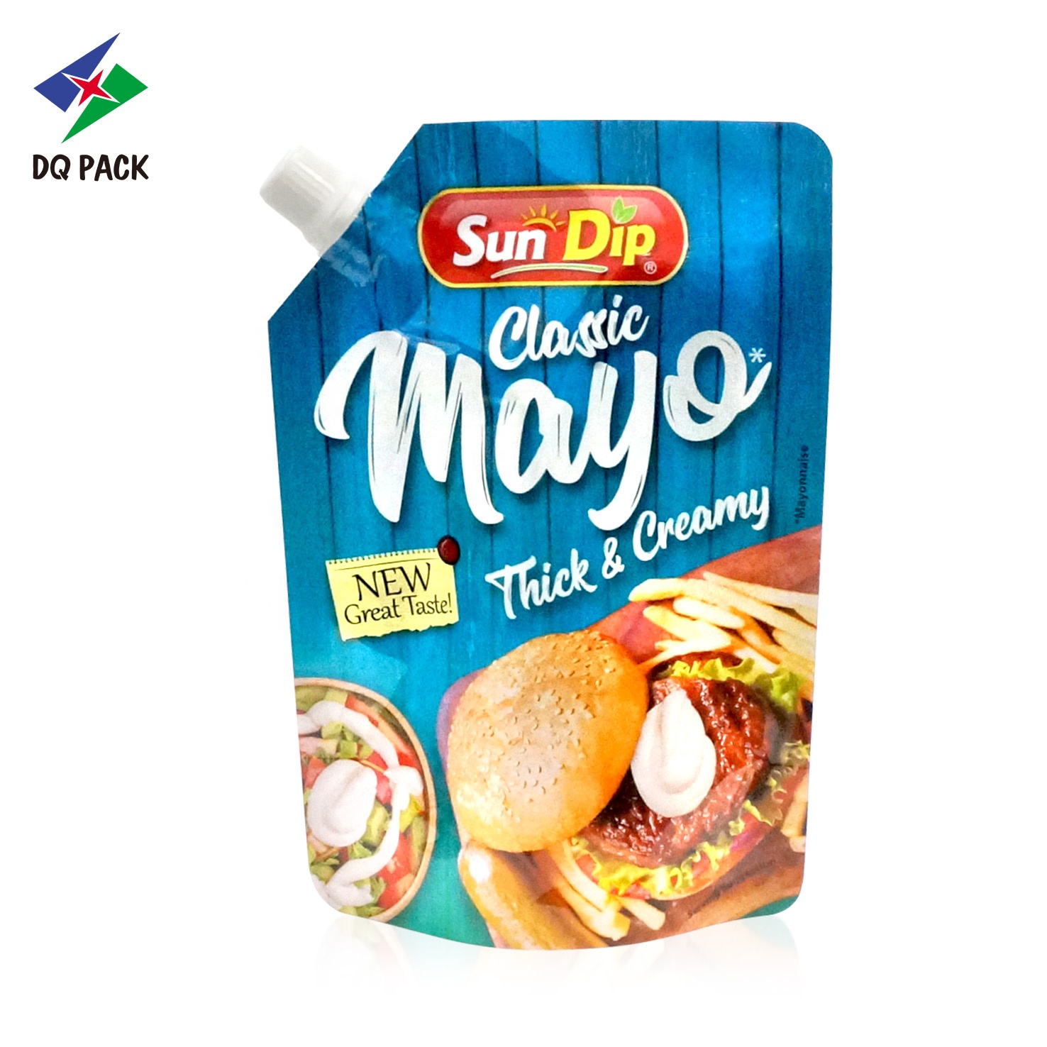 DQ PACK Custom Printed Stand up Spout Pouch Doypack with nozzle plastic bag for Sauce Ketchup juice water liquid packaging