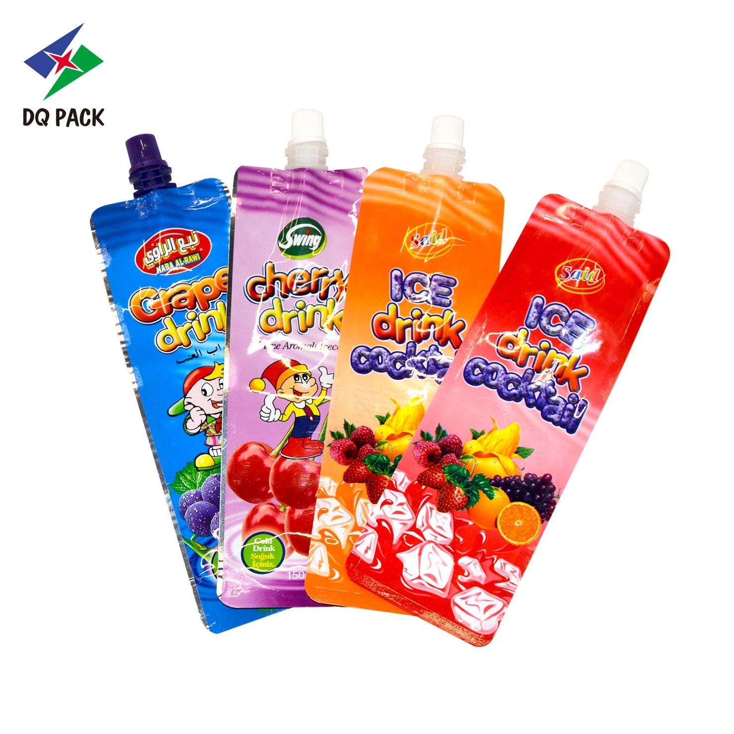 DQ PACK Custom Printed 150ml Juice Packaging Bag VMPET Stand Up Spout Pouch Fruit Packing Plastic Bag