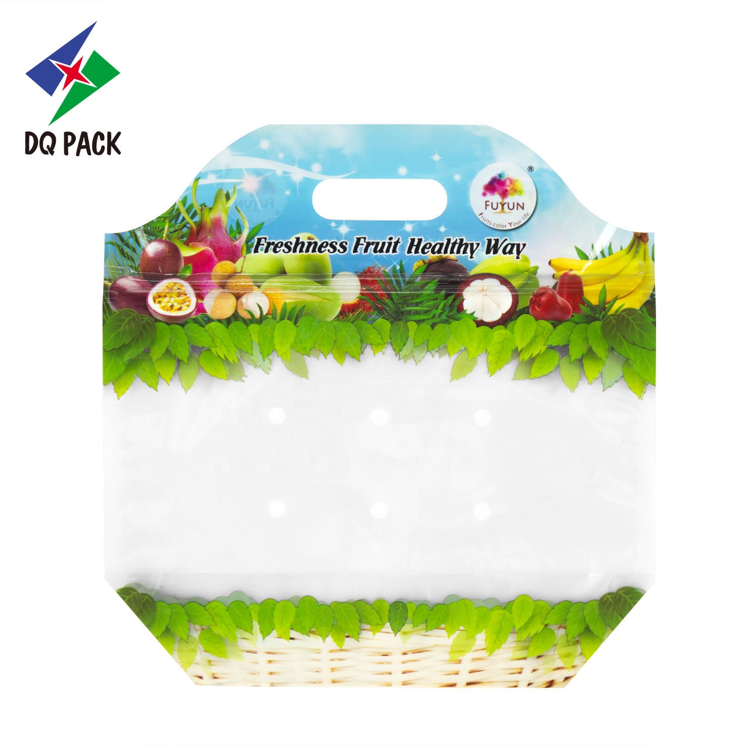 DQ PACK china factory price resealable  plastic packaging fruit vent bag