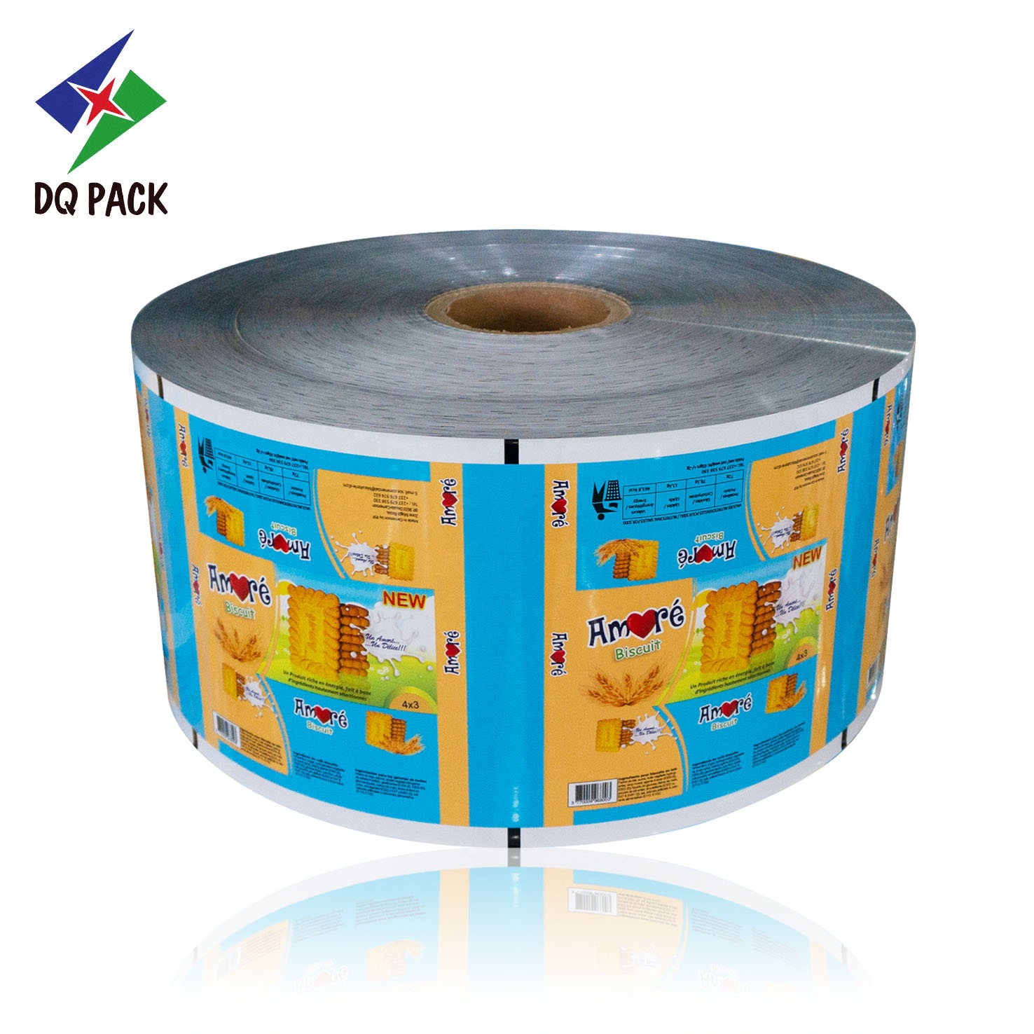 DQ PACK Hot Sale Customized Lamination Material Plastic Film printing food snack chips candy sachet film roll