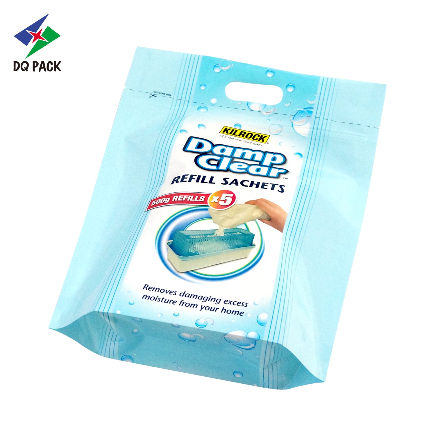 DQ PACK No-Leaking 500g Stand Up Zipper Pouch Liquid Plastic Packaging Bag With Patch Handle