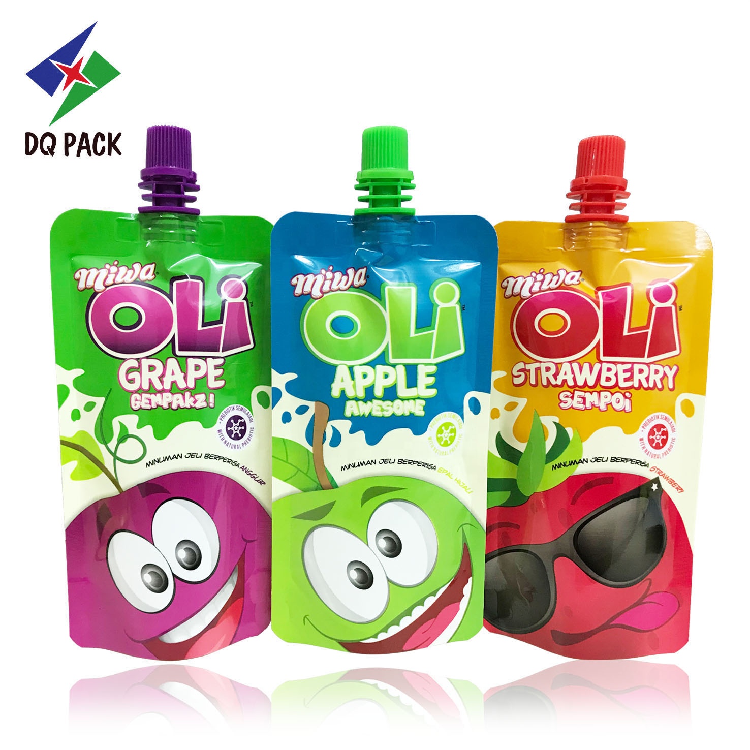 DQ PACK Bottle Shaped Beverage Doypack For Juice Baby Food Fruit Juice Packaging Pouch
