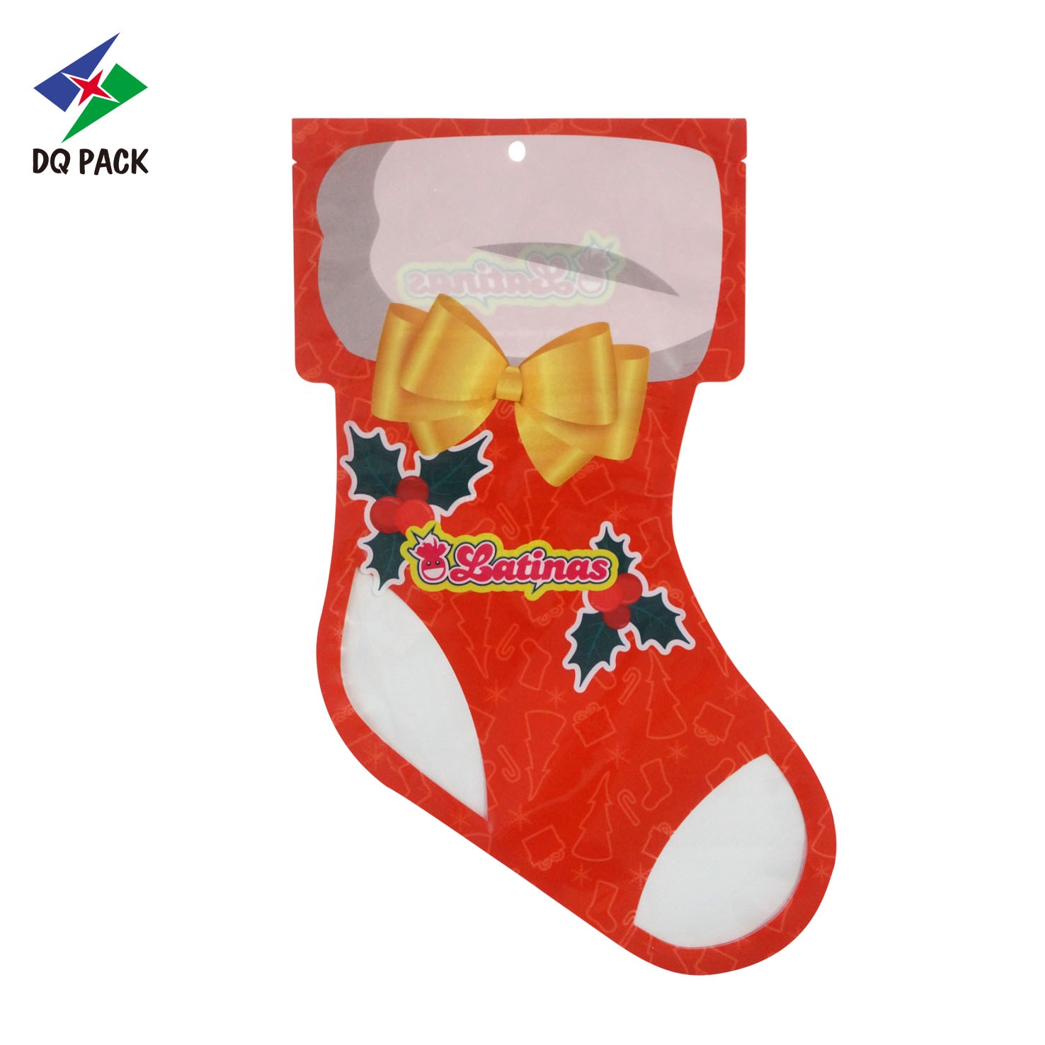 DQ PACK Heat Seal Custom Printing Special Shape Christmas Candy Packaging Bag