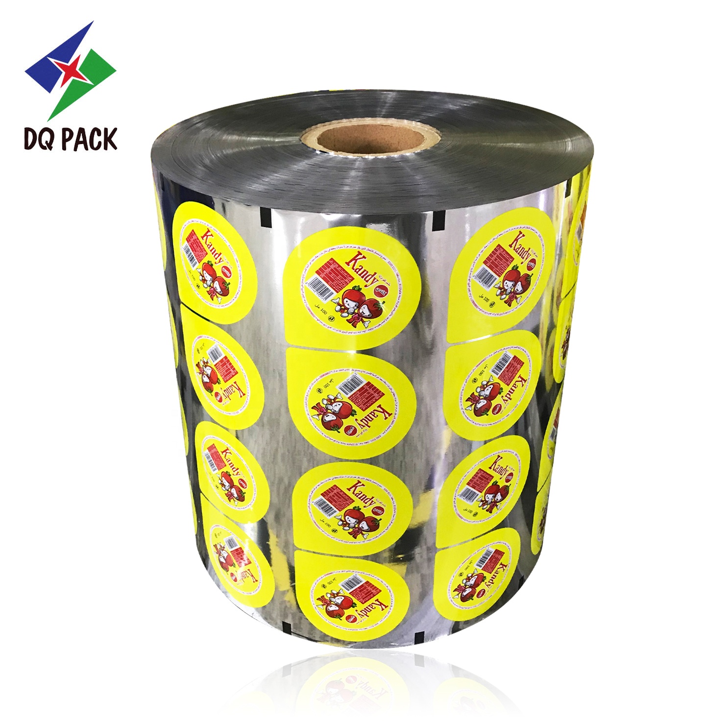 DQ PACK OEM Design Easy Peel Off Pudding Cup Lid Foil Roll Film Fruit Jelly Bubble Mike Tea Cup Seal Roll Film