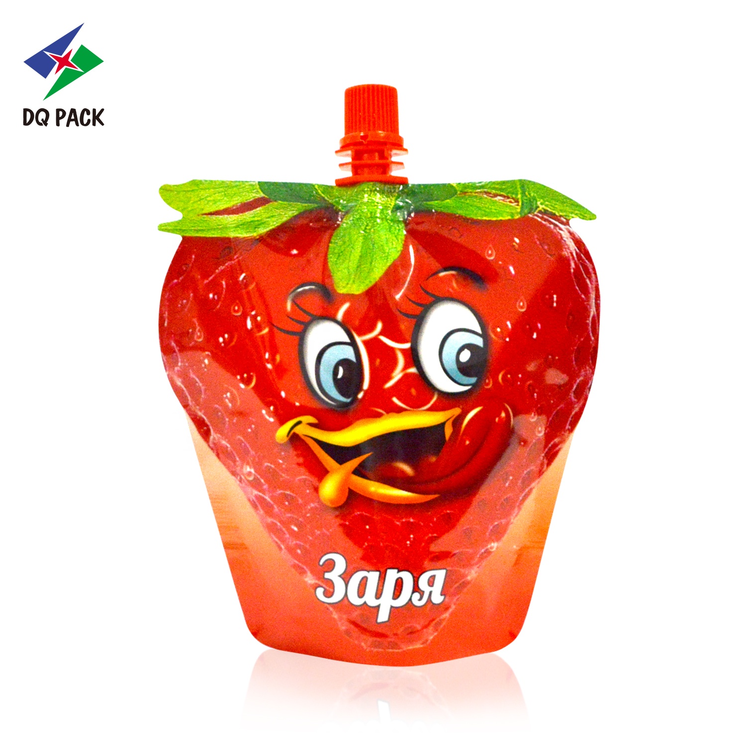 DQ PACK Hot Sale Fruit Shape Strawberry Juice Spout Pouch