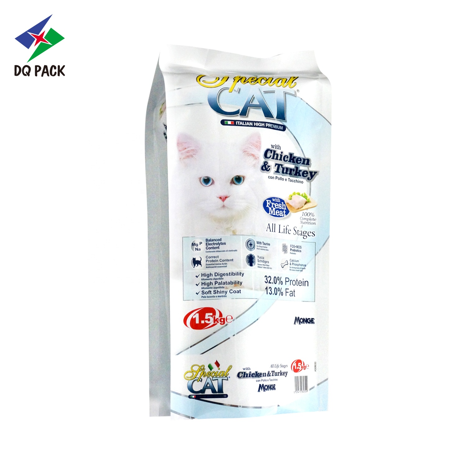 Customized Pet Food Bag with Zipper Plastic pouch Flat Bottom Bag Dog Food packaging bag