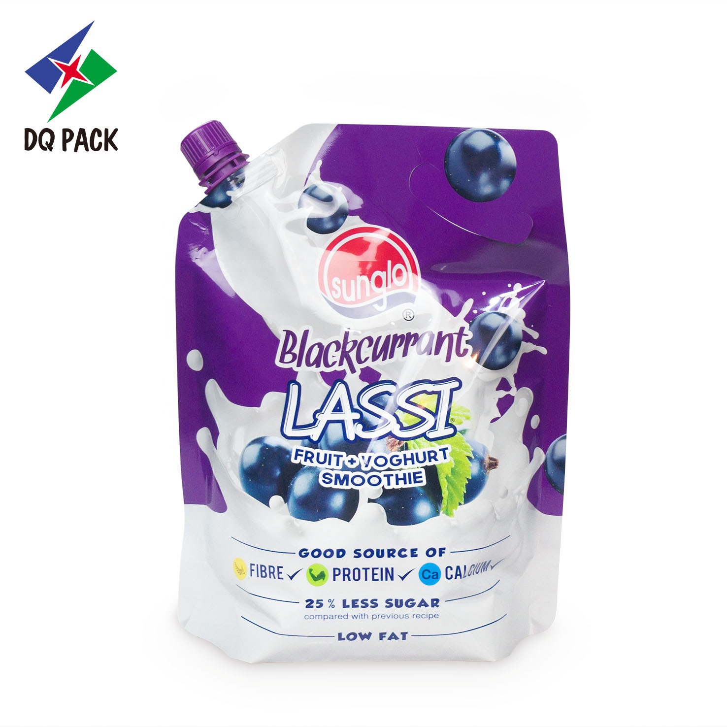 DQ PACK Custom Printed Yogurt Beverage Plastic Packaging Suction Nozzle Bag Big Capacity Stand Up Spout Bag