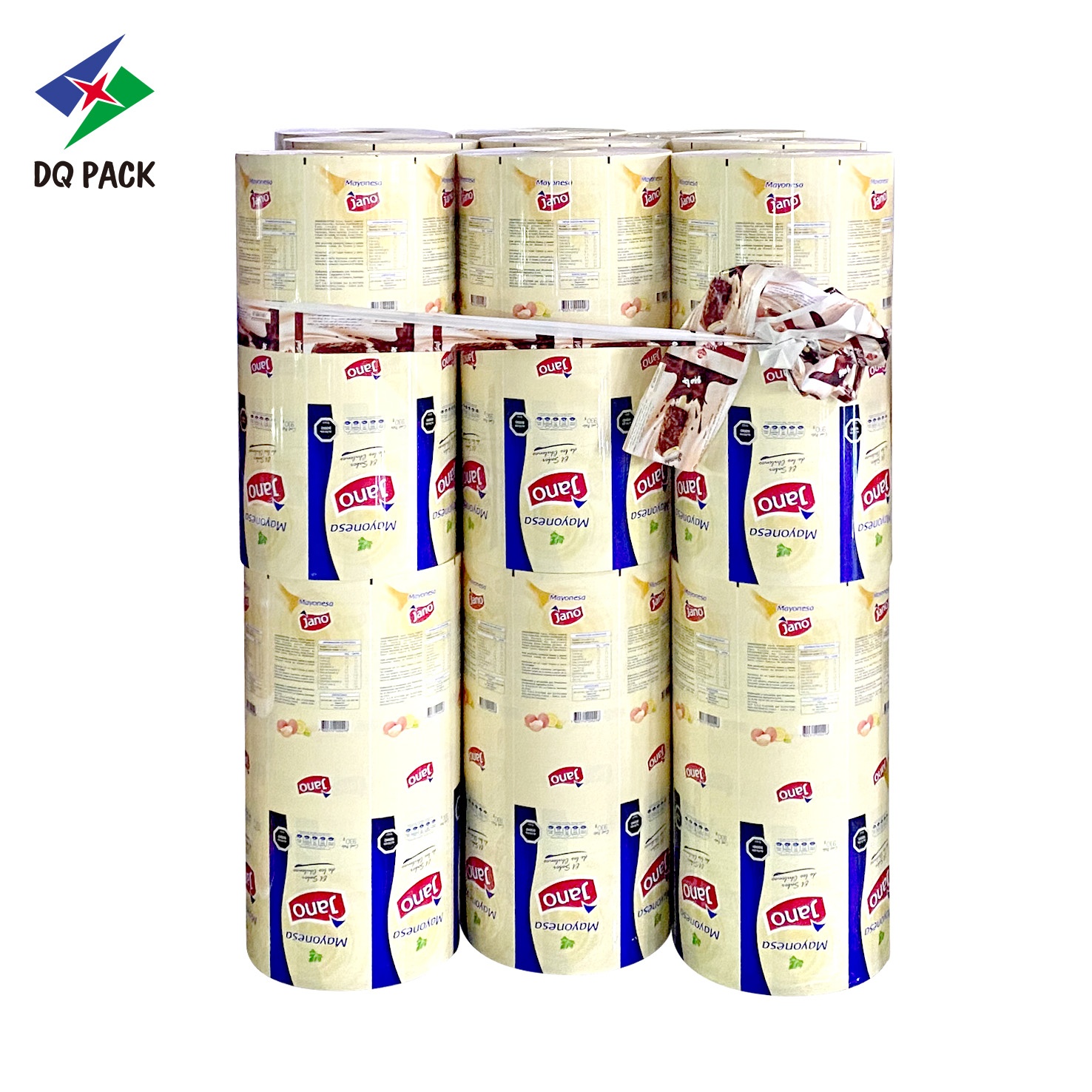 DQ PACK Custom Printed 200g Roll Stock Aluminium Foil Plastic Snack Sachet Wrapper Packaging Roll Film